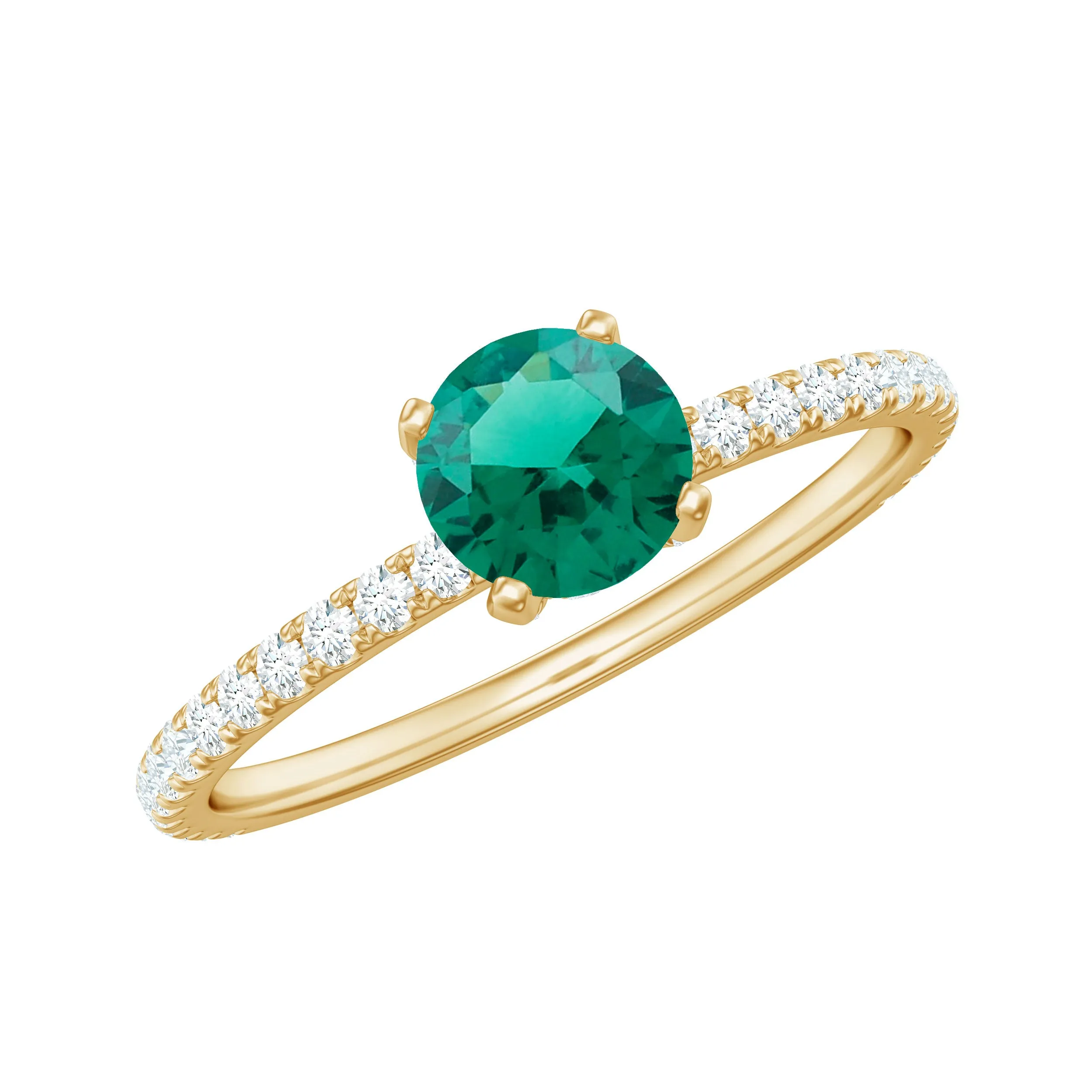 2.25 CT Created Emerald and Diamond Promise Ring