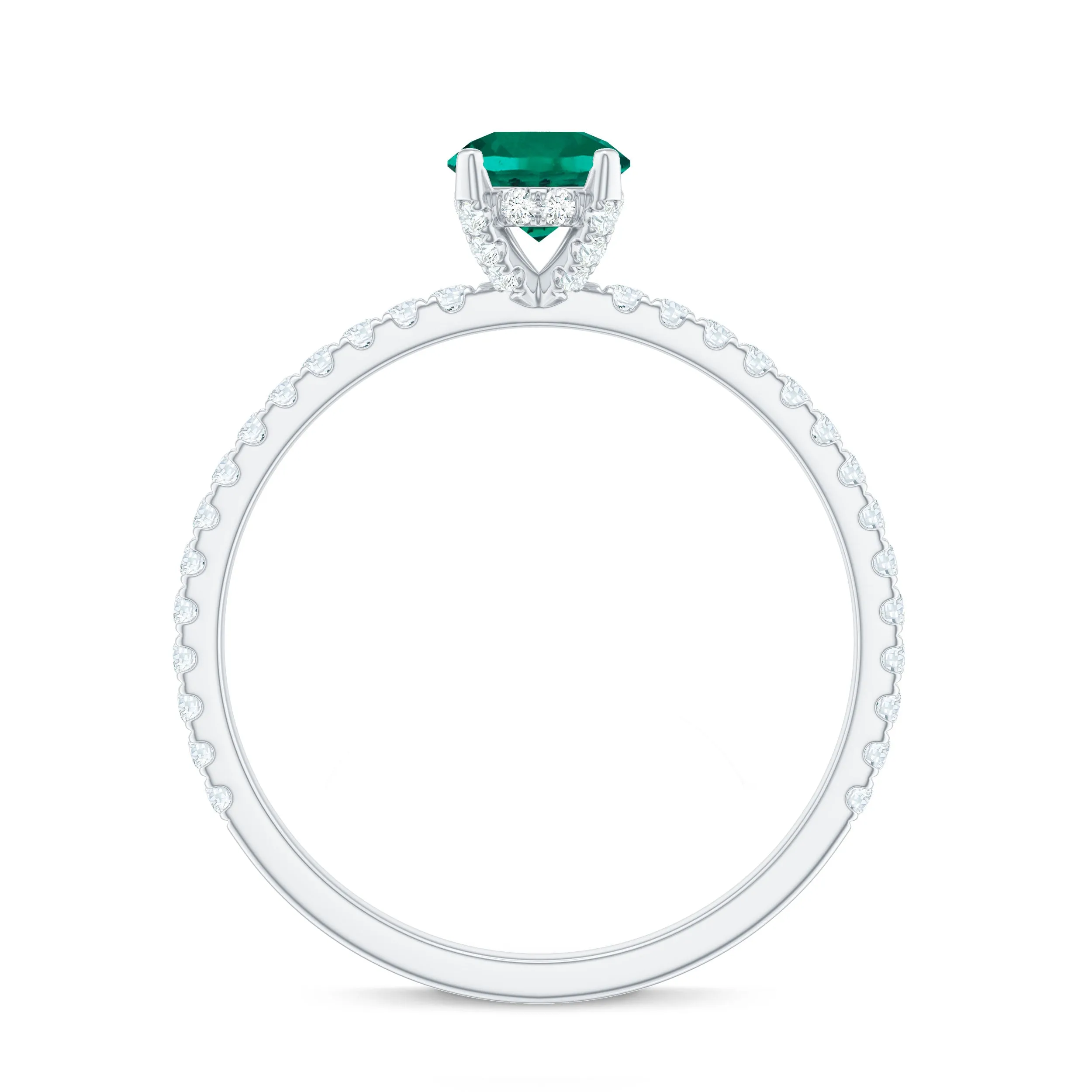 2.25 CT Created Emerald and Diamond Promise Ring