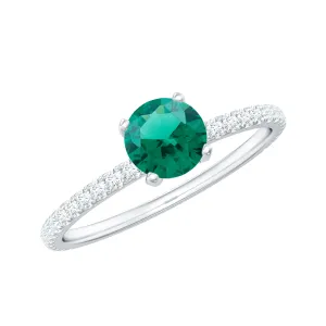 2.25 CT Created Emerald and Diamond Promise Ring