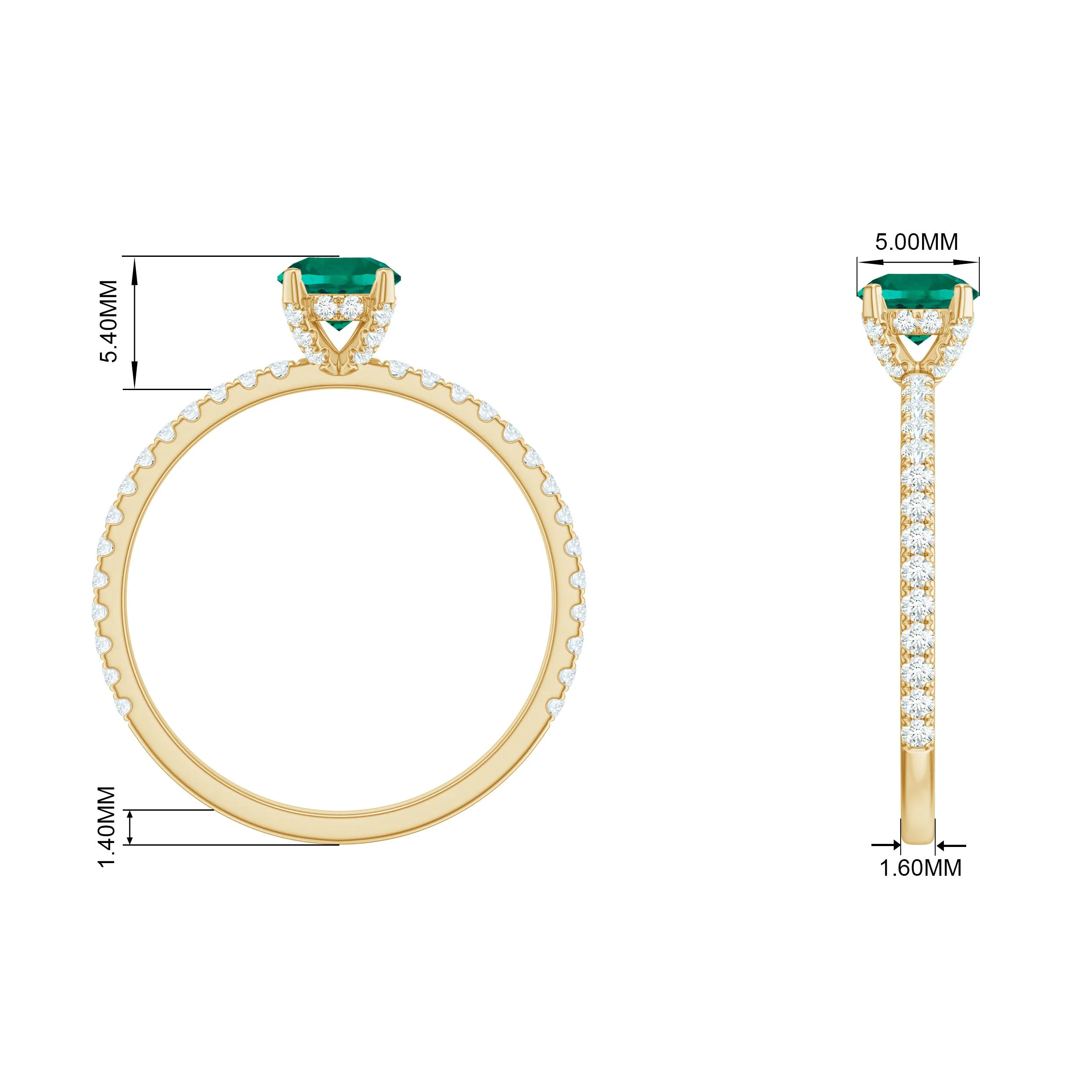 2.25 CT Created Emerald and Diamond Promise Ring