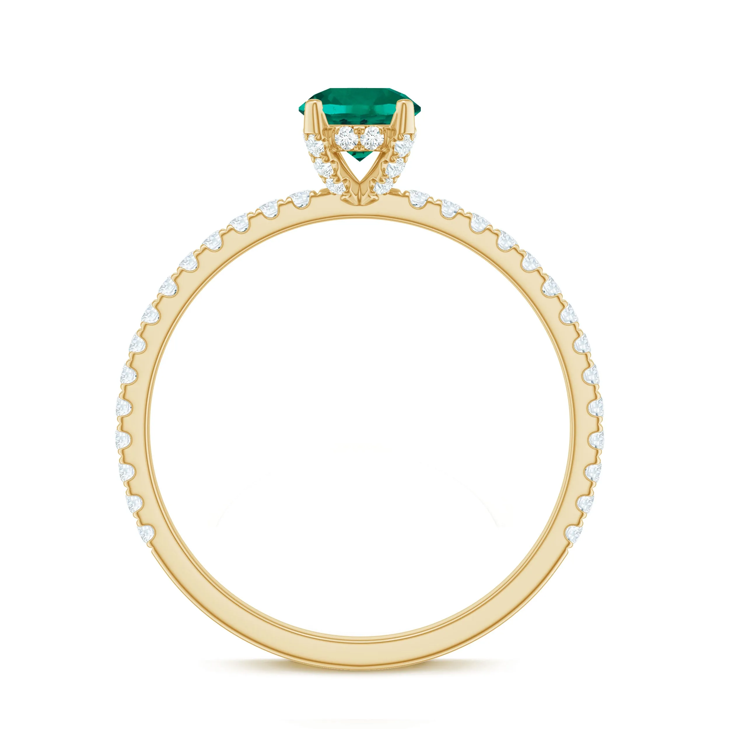 2.25 CT Created Emerald and Diamond Promise Ring