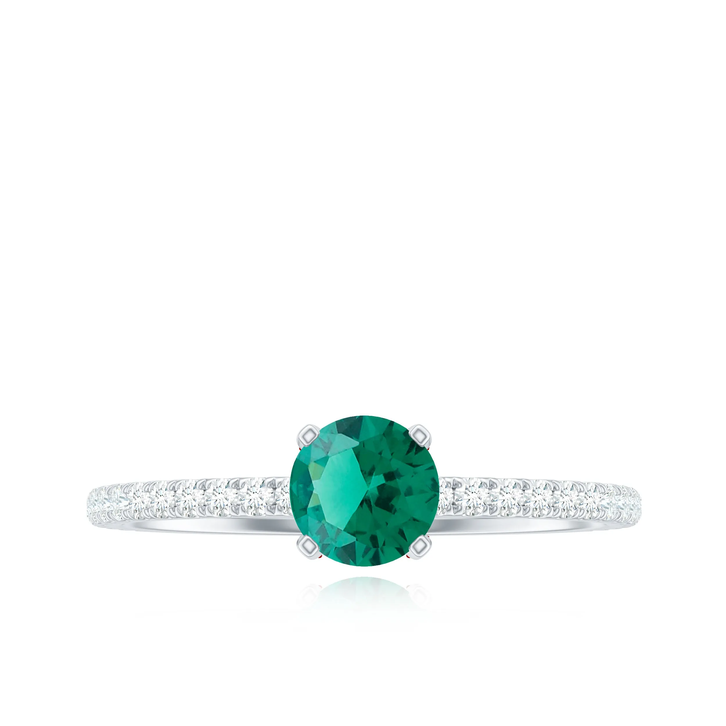 2.25 CT Created Emerald and Diamond Promise Ring