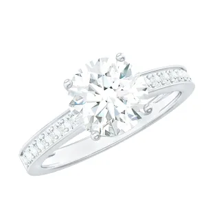 2.25 CT Round Cut Moissanite Solitaire Engagement Ring in 4 Prong Setting