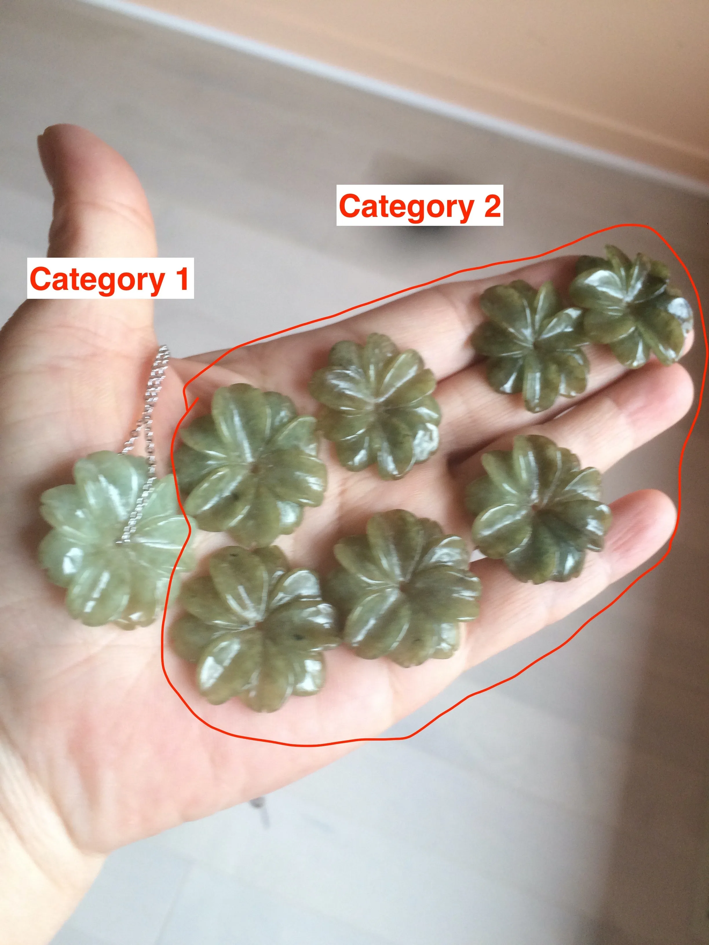 25-26mm Type A 100Natural 3D dark  green/brown/black jadeite Jade flower Pendant necklace AQ54 (add-on item)