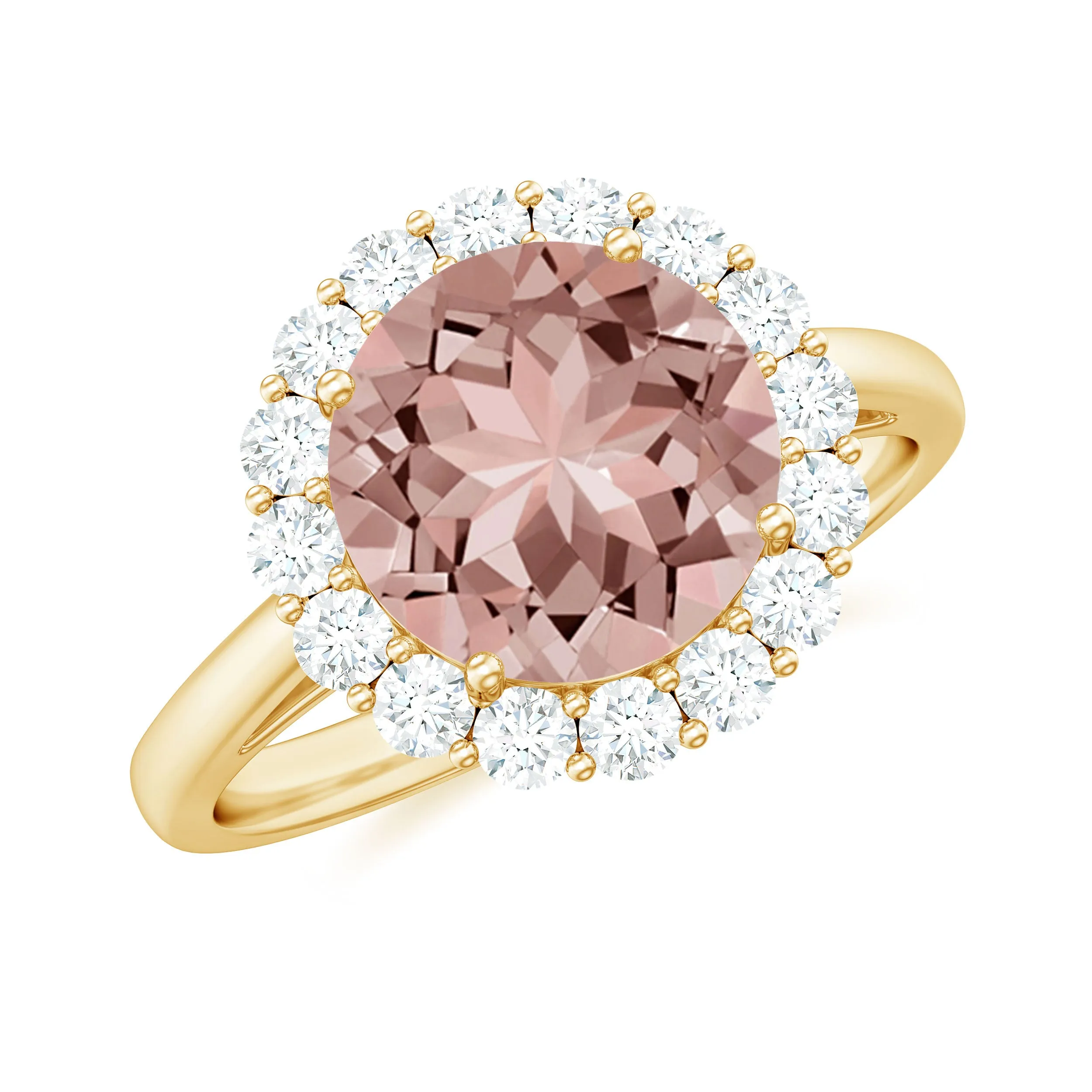 2.50 CT Round Shape Morganite and Diamond Engagement Ring