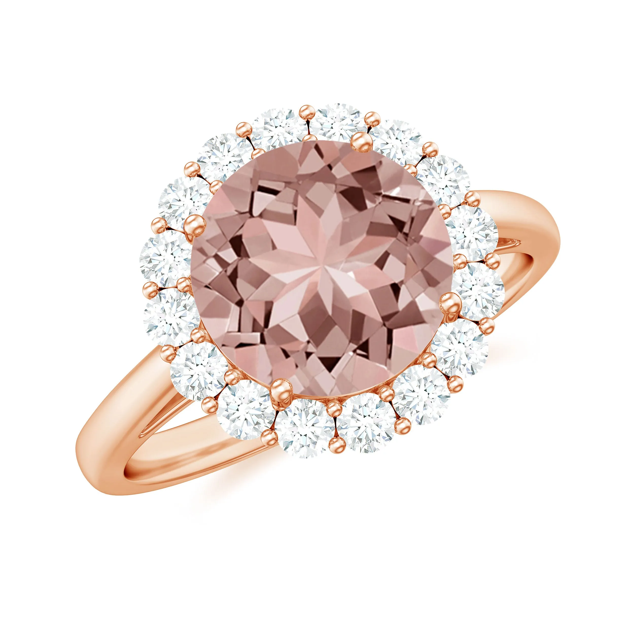 2.50 CT Round Shape Morganite and Diamond Engagement Ring