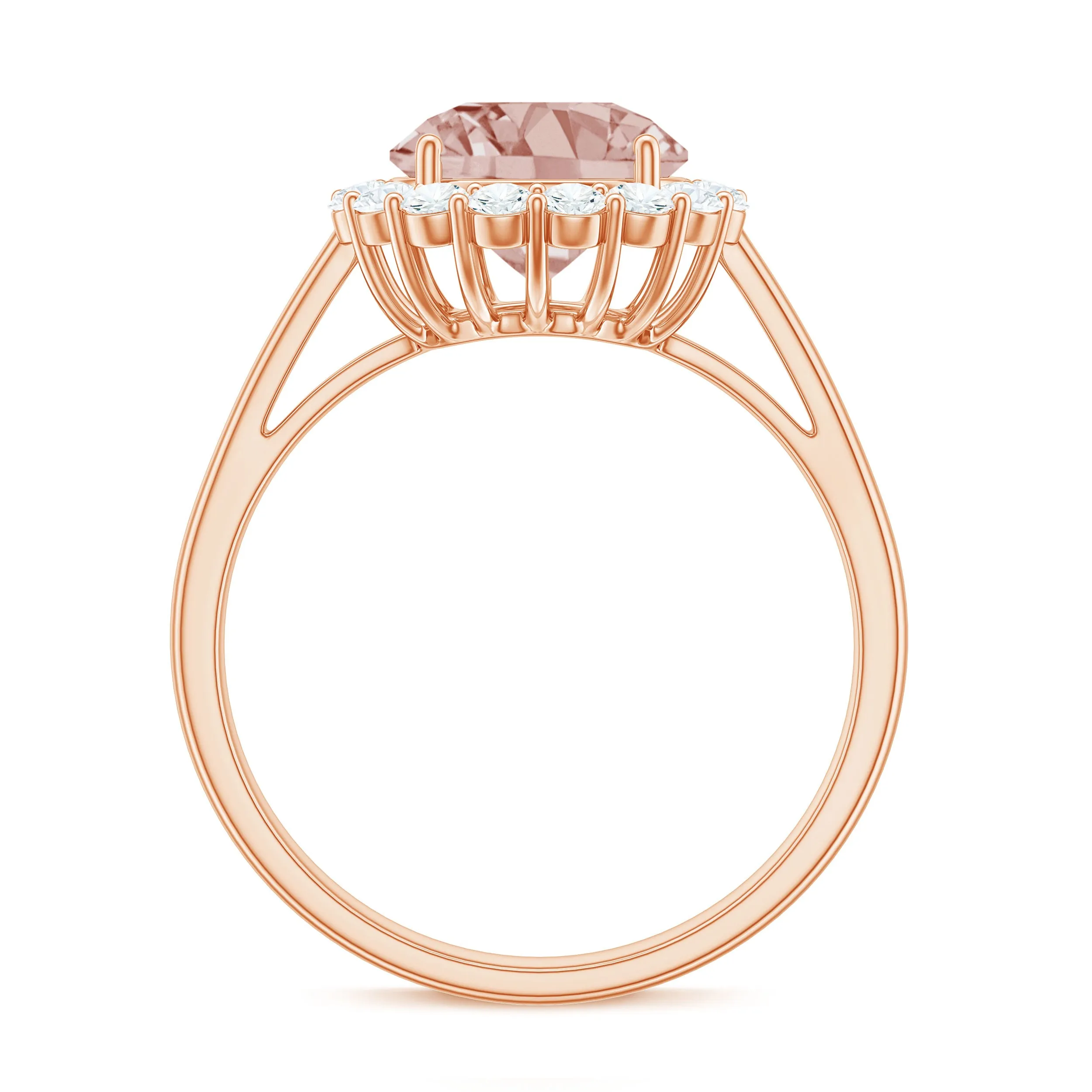 2.50 CT Round Shape Morganite and Diamond Engagement Ring