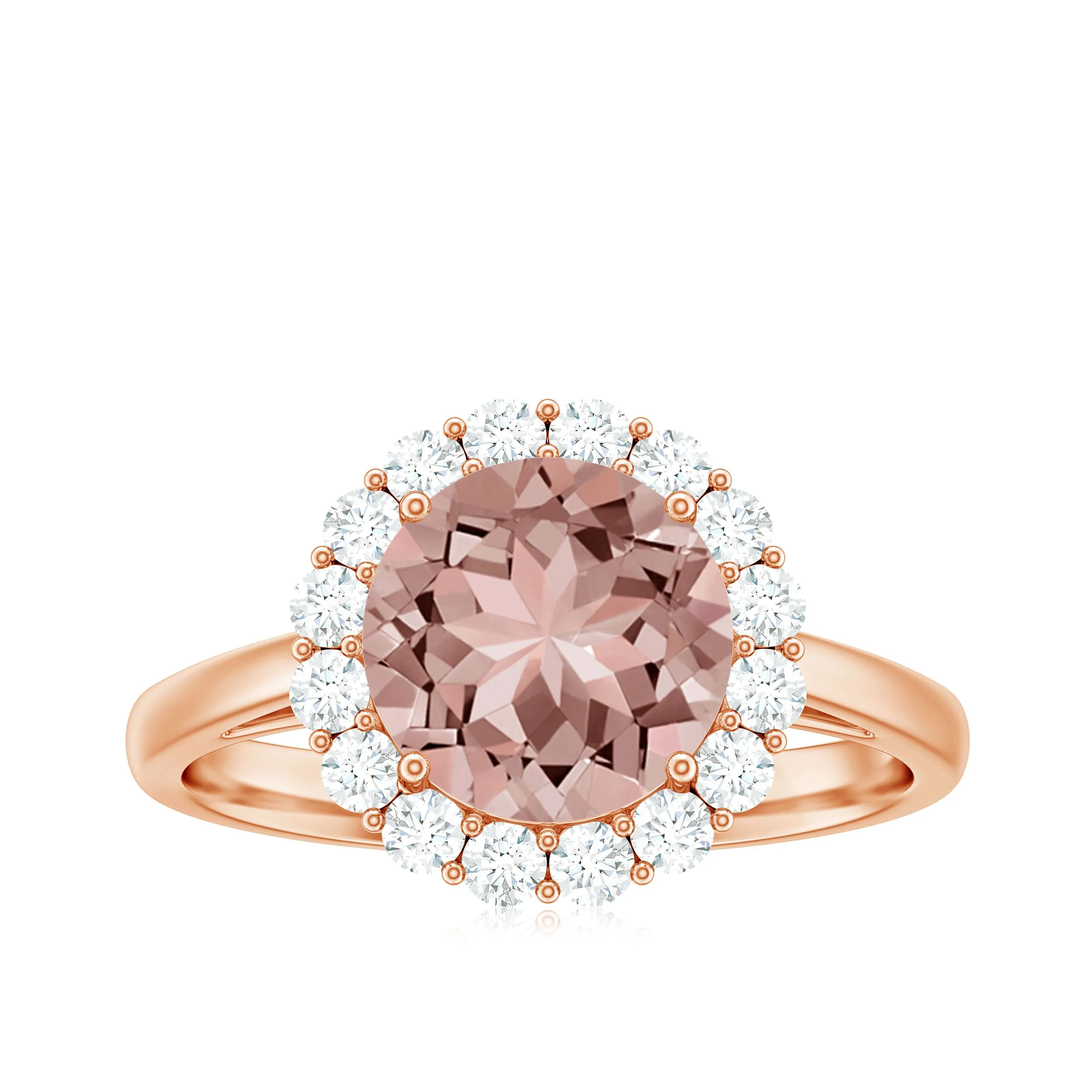 2.50 CT Round Shape Morganite and Diamond Engagement Ring