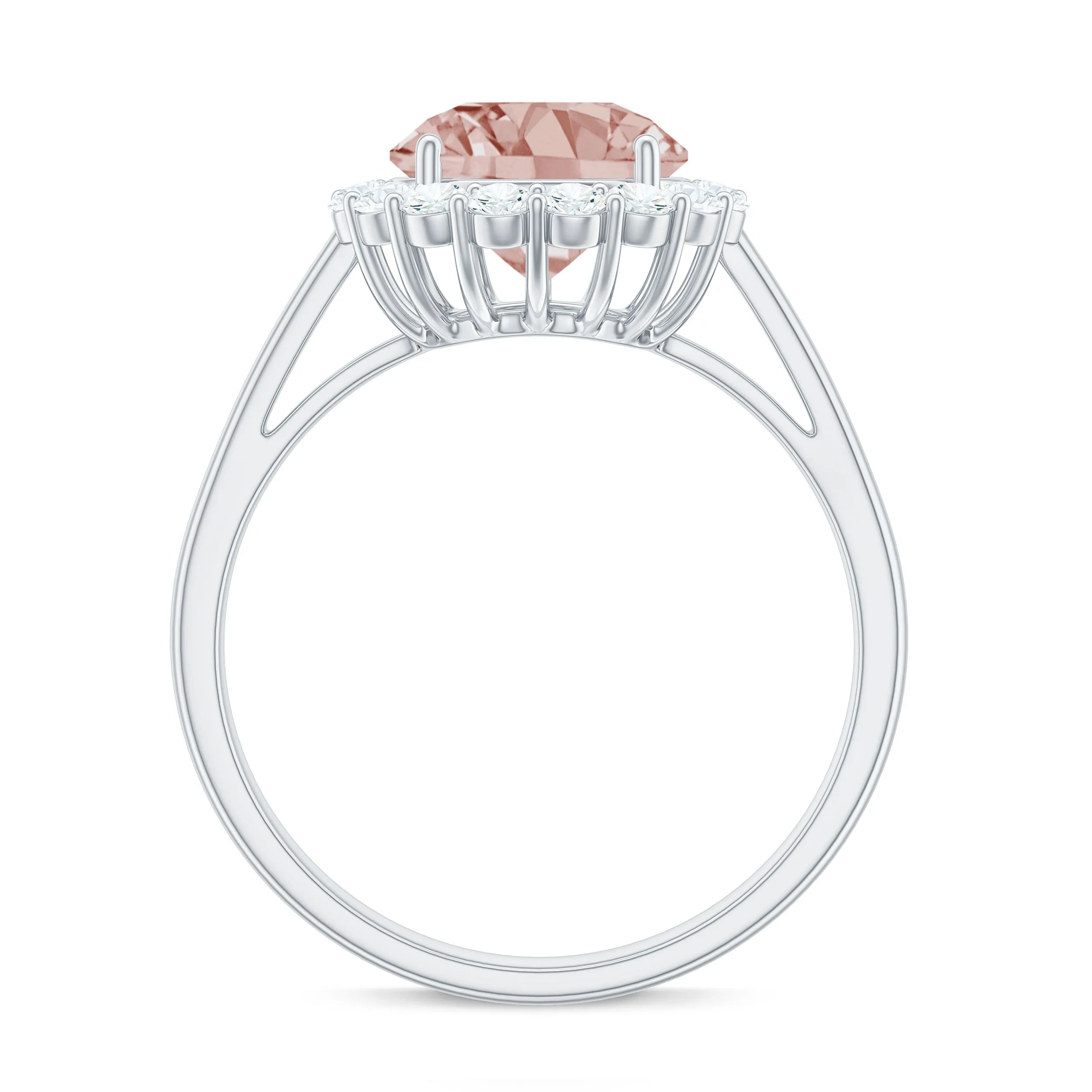 2.50 CT Round Shape Morganite and Diamond Engagement Ring