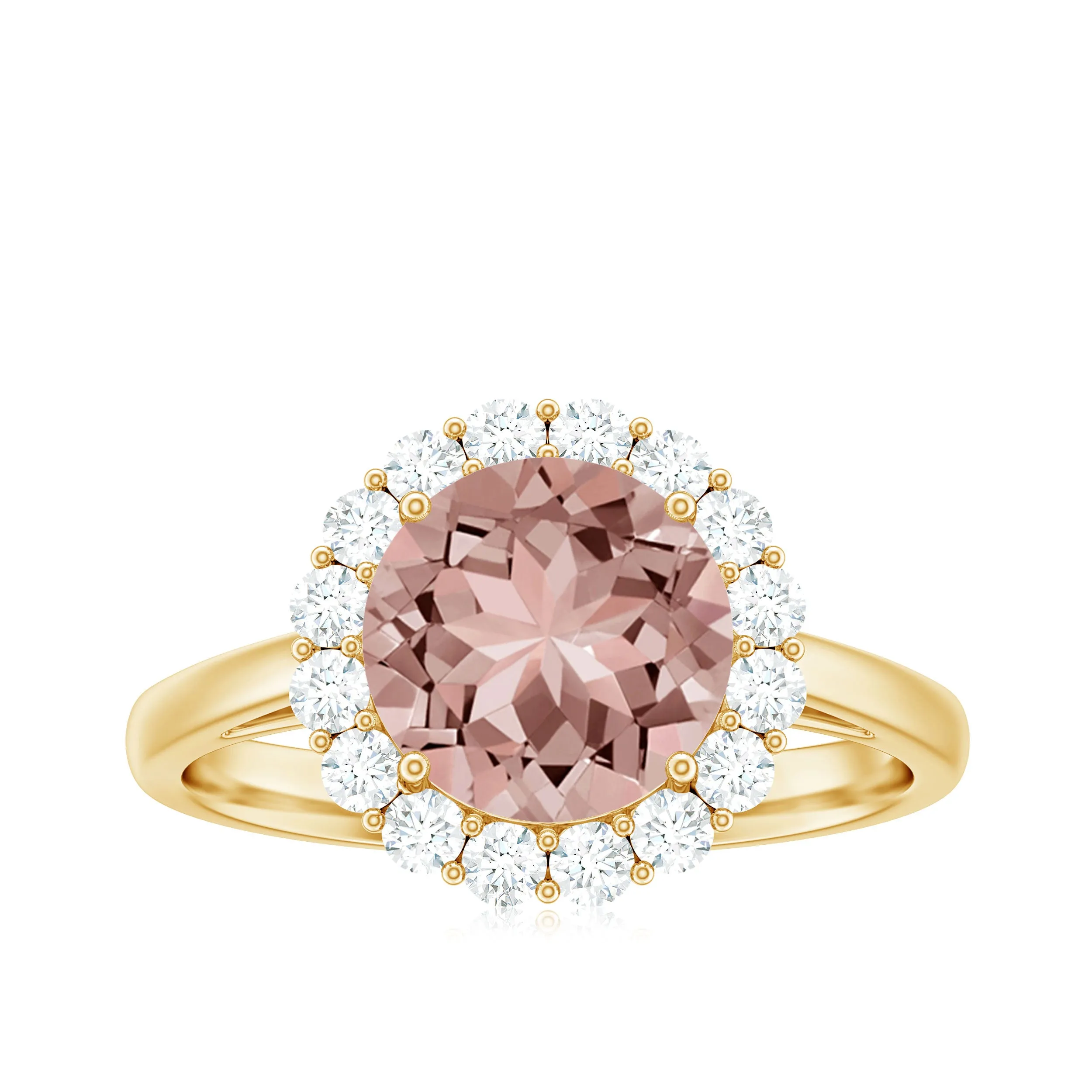 2.50 CT Round Shape Morganite and Diamond Engagement Ring