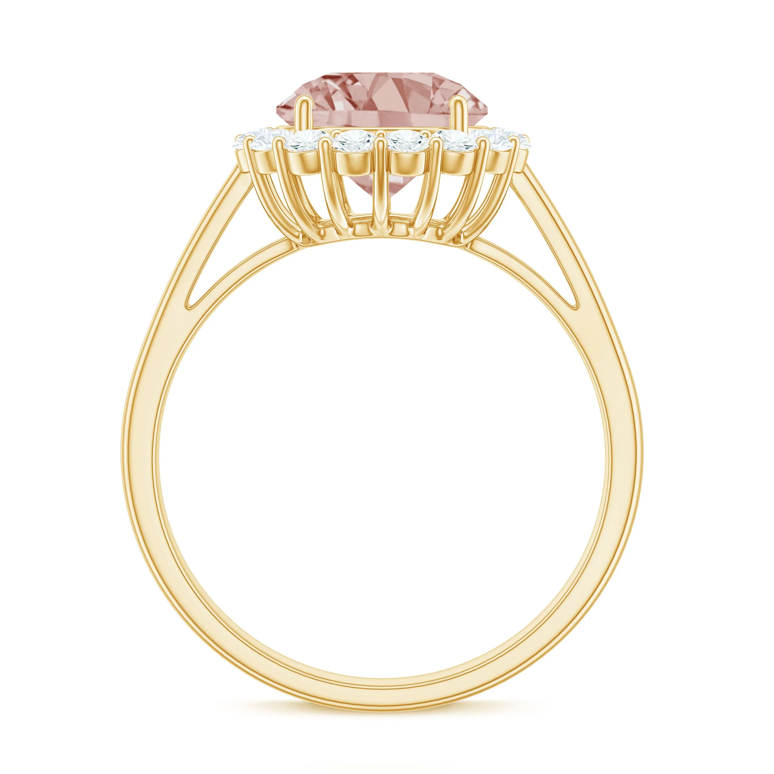 2.50 CT Round Shape Morganite and Diamond Engagement Ring