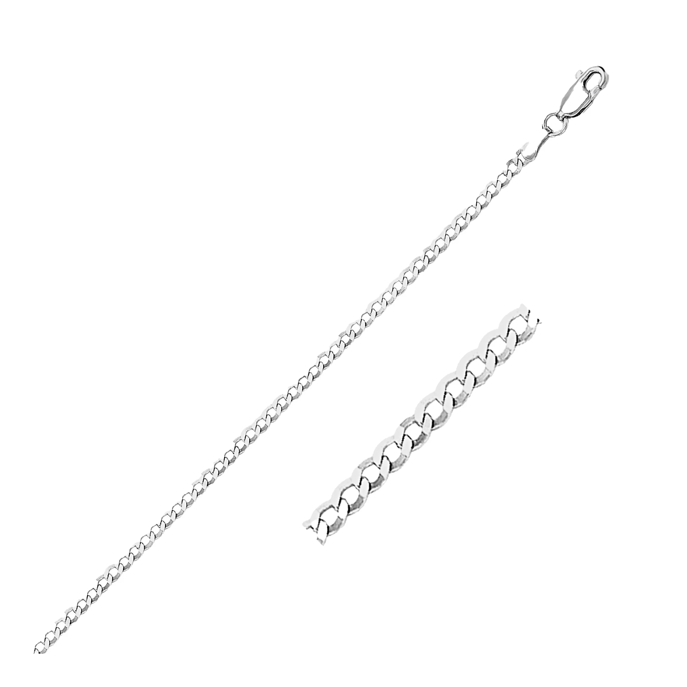 2.6mm 14k White Gold Curb Link Anklet