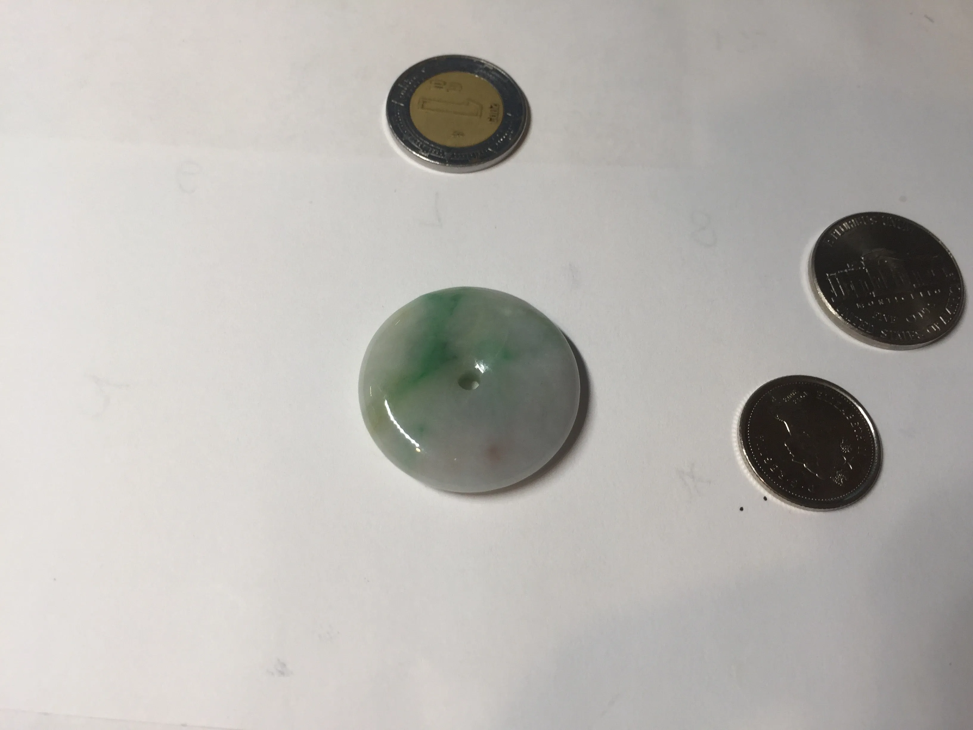 27.8/6.1mm Type A 100% Natural sunny green light purple red Jadeite Jade Safety Guardian Button donuts Pendant group BP108