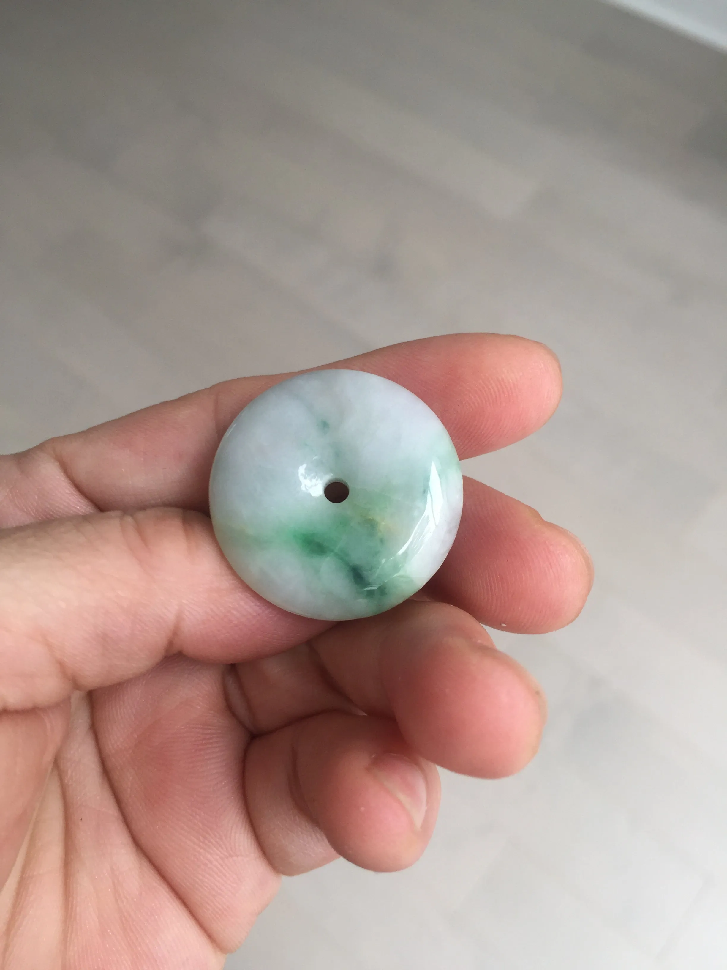 27.8/6.1mm Type A 100% Natural sunny green light purple red Jadeite Jade Safety Guardian Button donuts Pendant group BP108