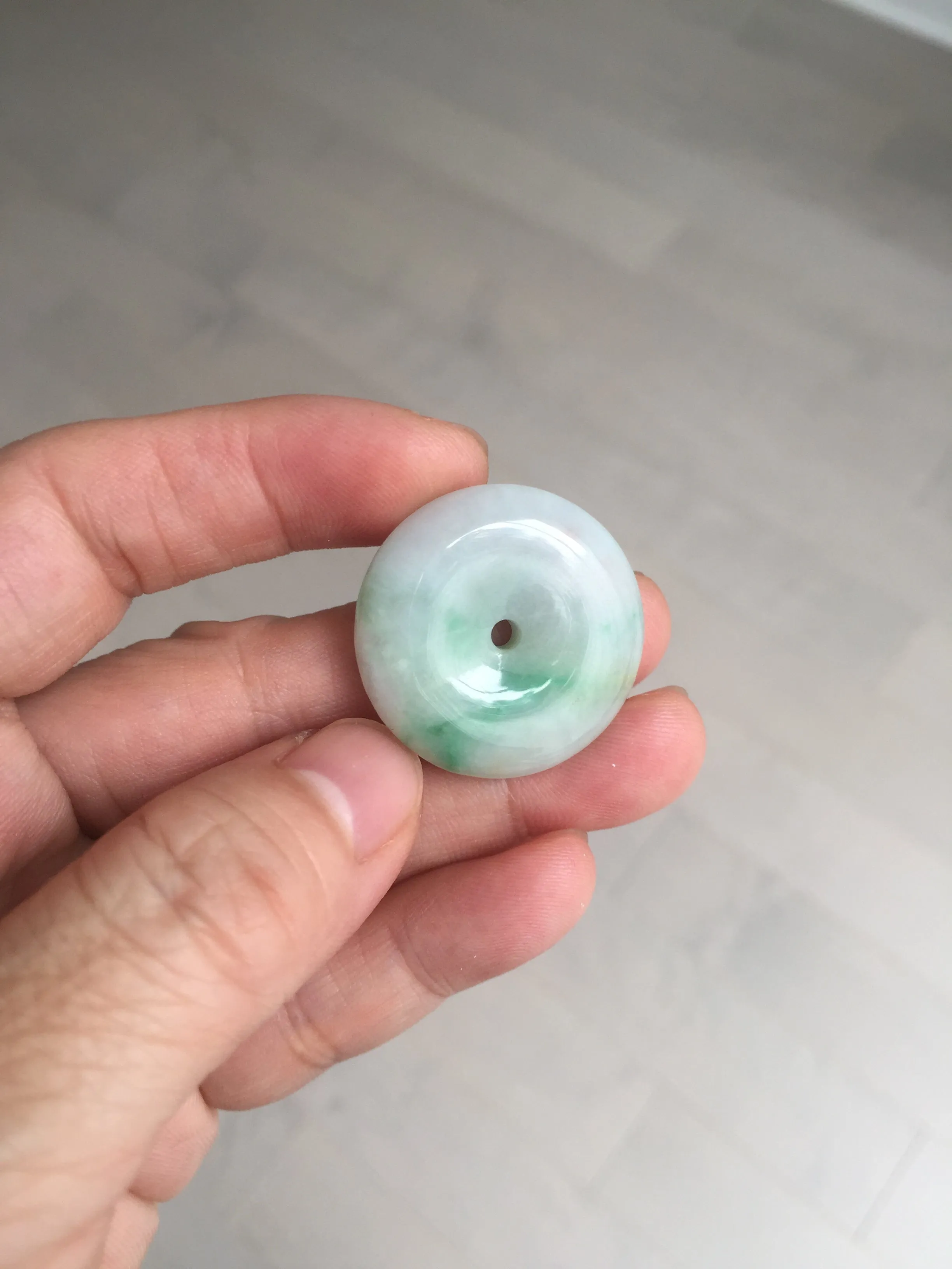 27.8/6.1mm Type A 100% Natural sunny green light purple red Jadeite Jade Safety Guardian Button donuts Pendant group BP108