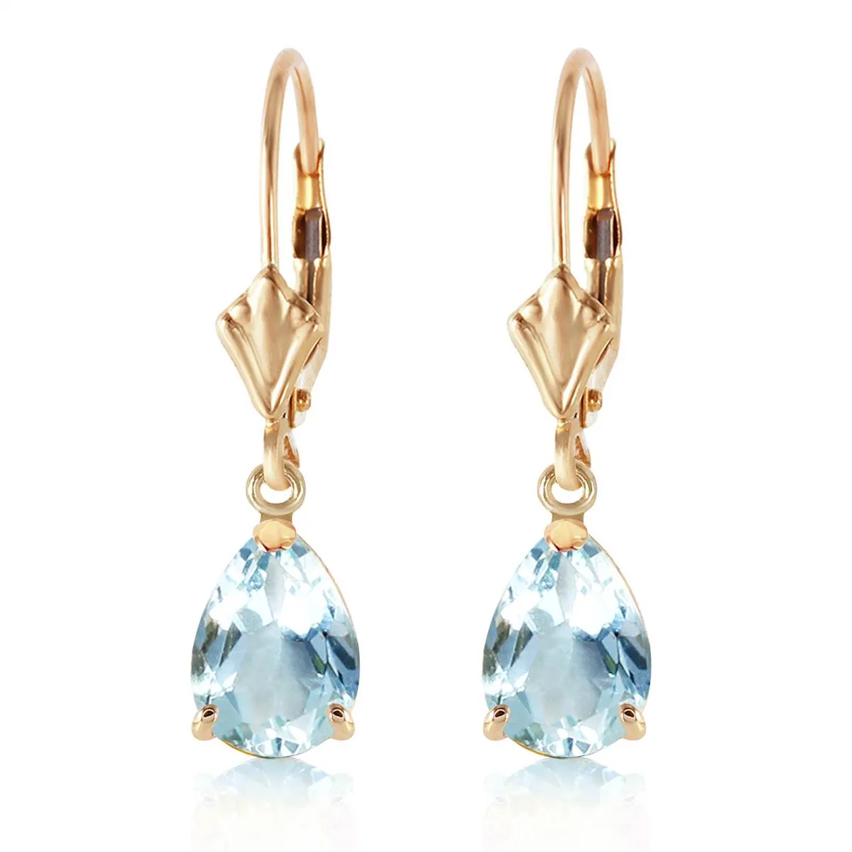 2.85 Carat 14K Solid Yellow Gold Extravaganza Aquamarine Earrings