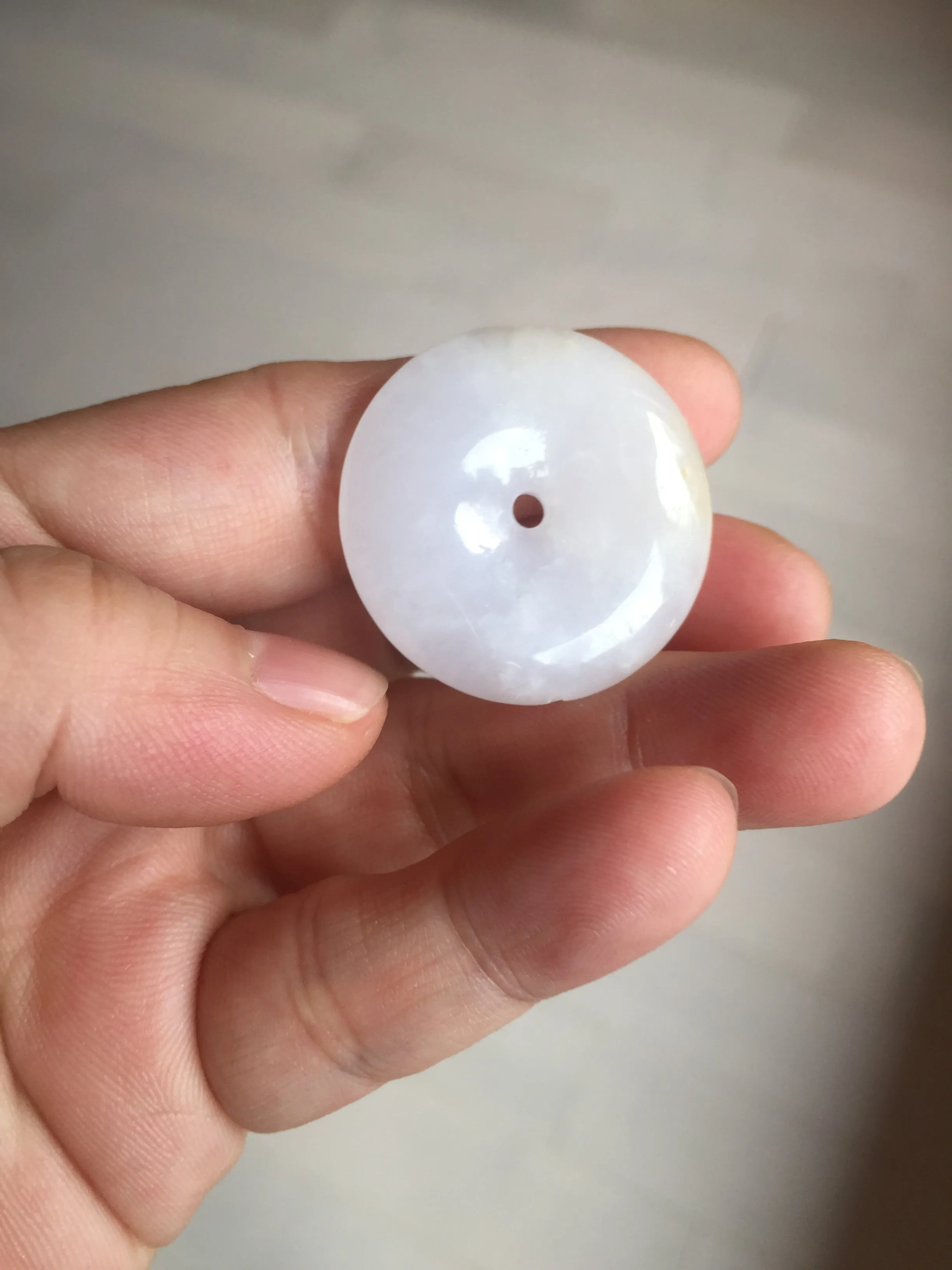 29.4/6.7mm Type A 100% Natural light purple yellow Jadeite Jade Safety Guardian Button donuts Pendant BP113