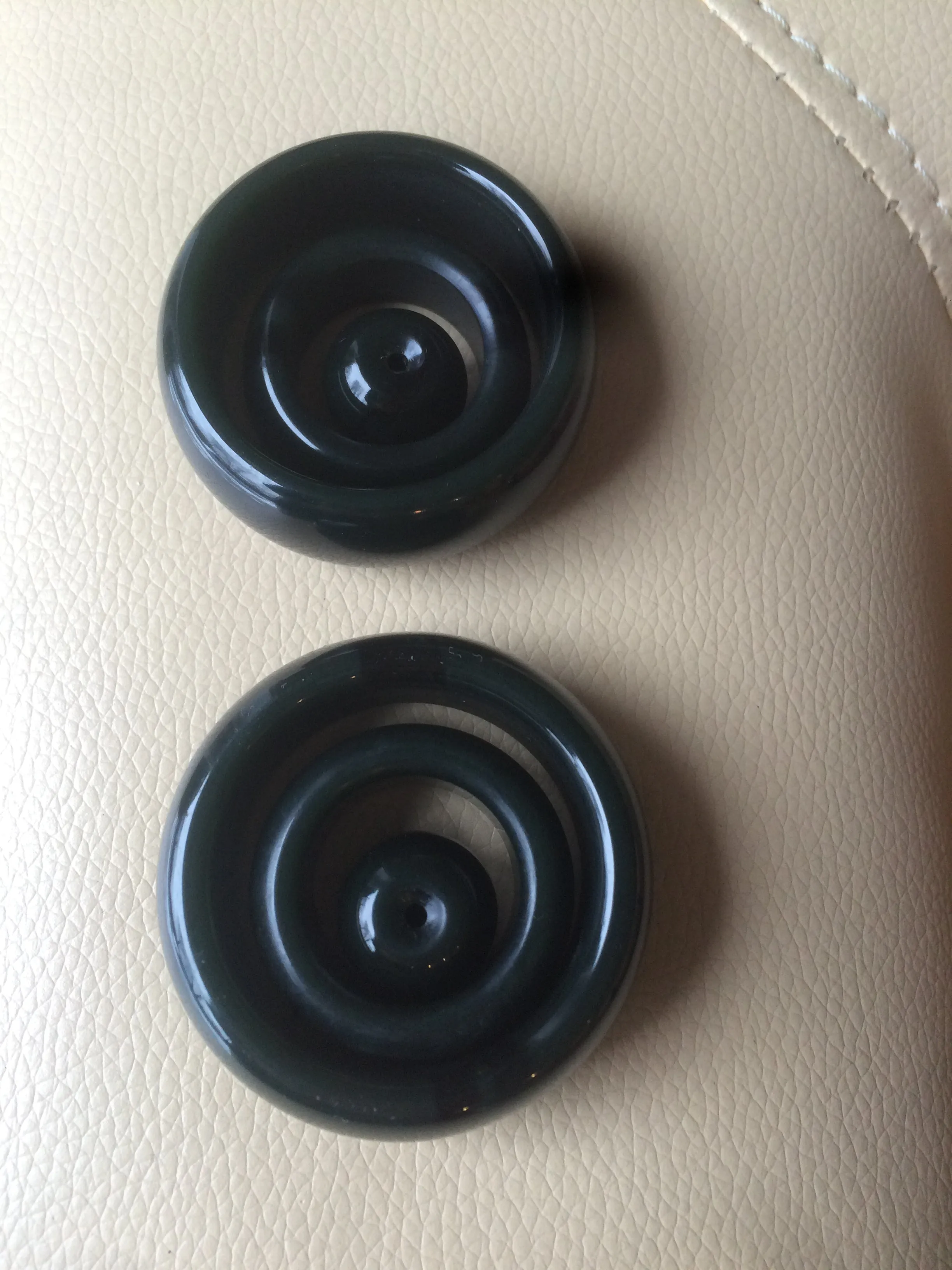 3 piece 100% Natural oily black/dark green nephrite Hetian jade concentric circle safety Guardian ring Pendant worry stone set N122