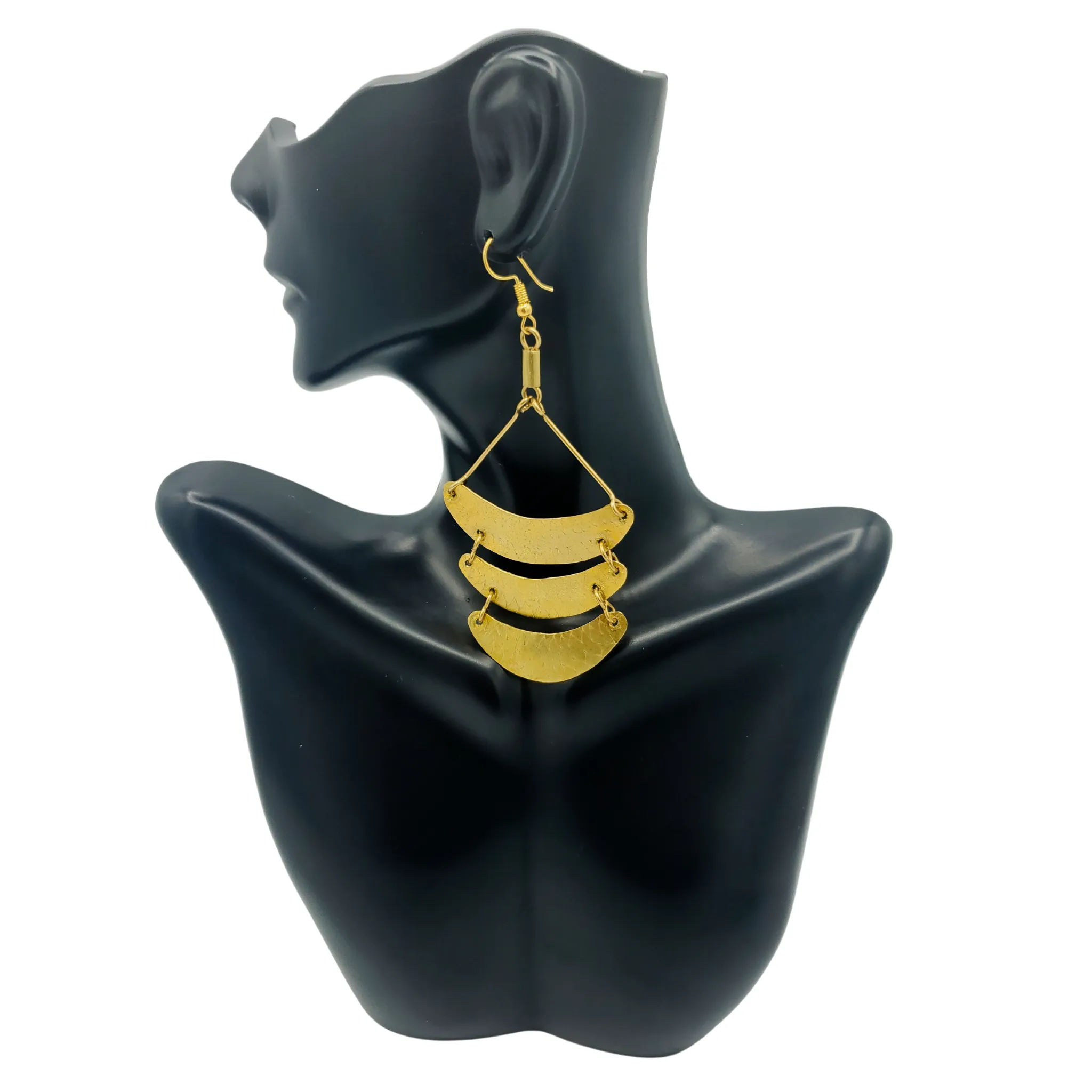 3-Tier Brass Earrings