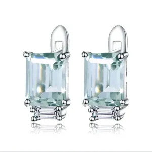 3.11Ct Natural Green Amethyst  925 Silver Stud Earrings