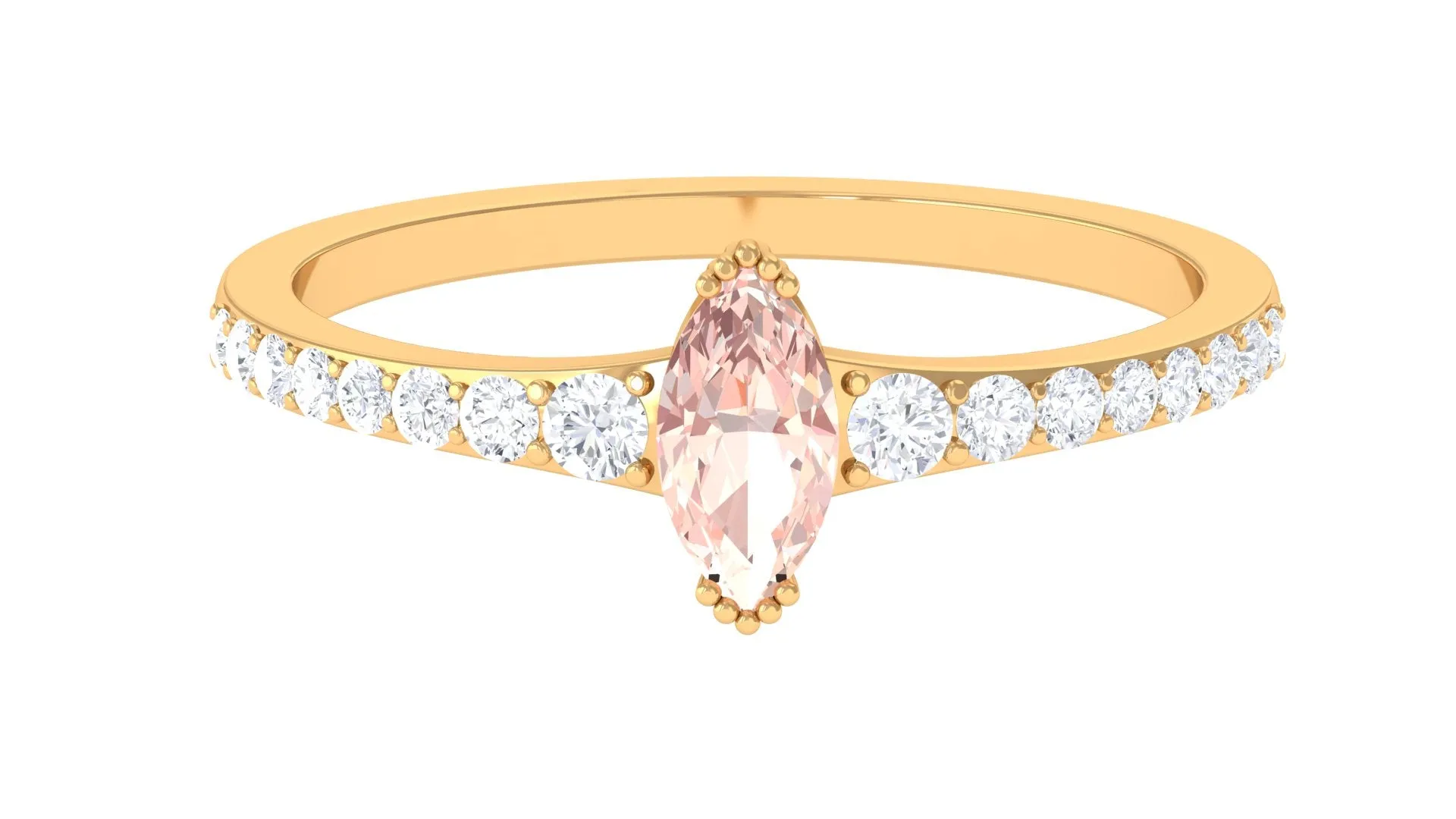 3/4 Carat Marquise Morganite Engagement Ring with Diamond