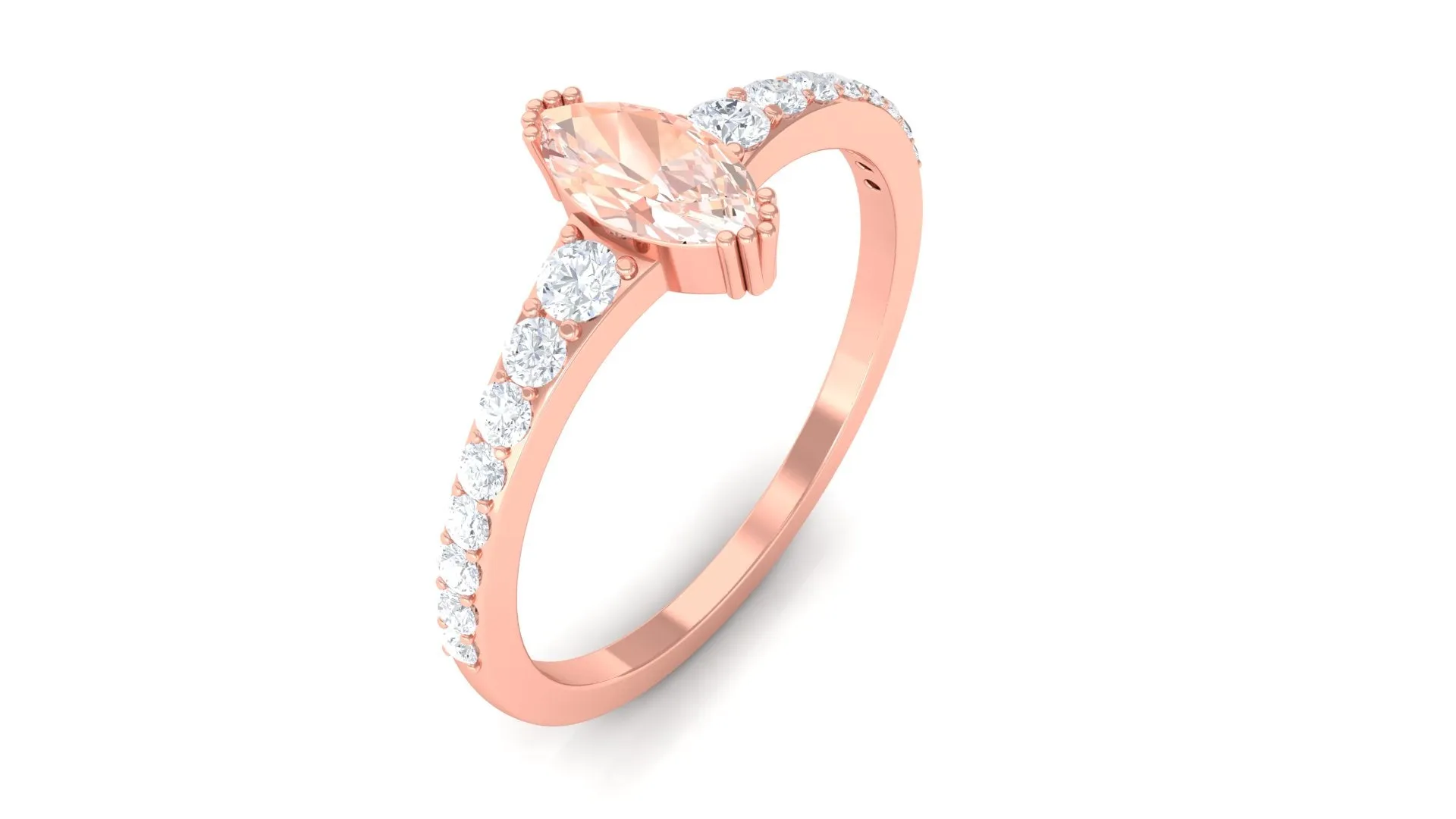 3/4 Carat Marquise Morganite Engagement Ring with Diamond