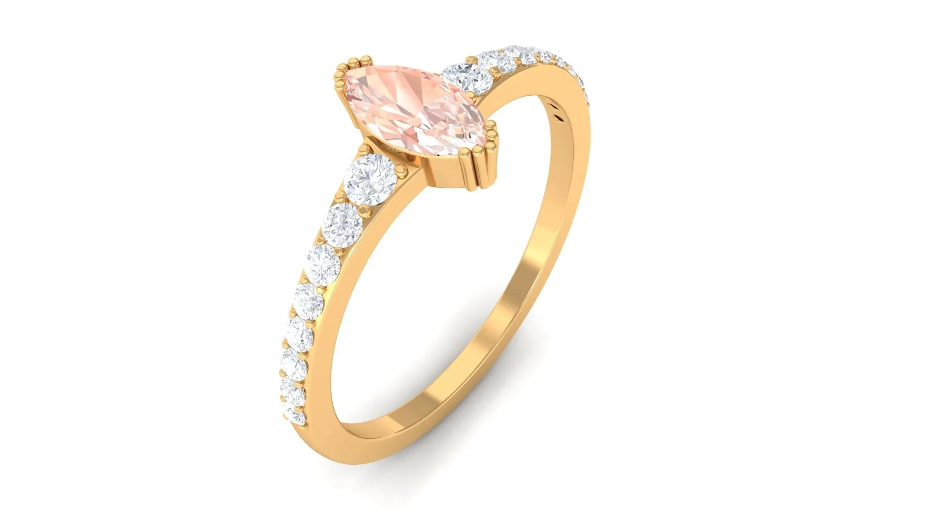 3/4 Carat Marquise Morganite Engagement Ring with Diamond