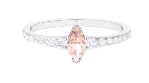 3/4 Carat Marquise Morganite Engagement Ring with Diamond