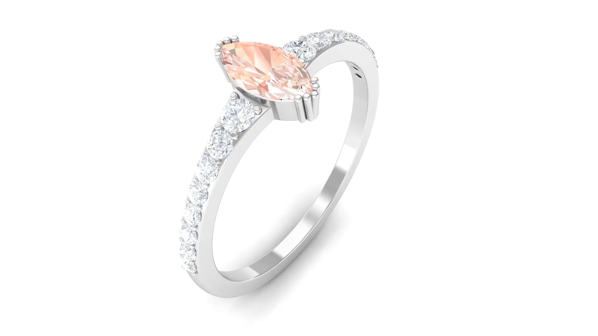 3/4 Carat Marquise Morganite Engagement Ring with Diamond