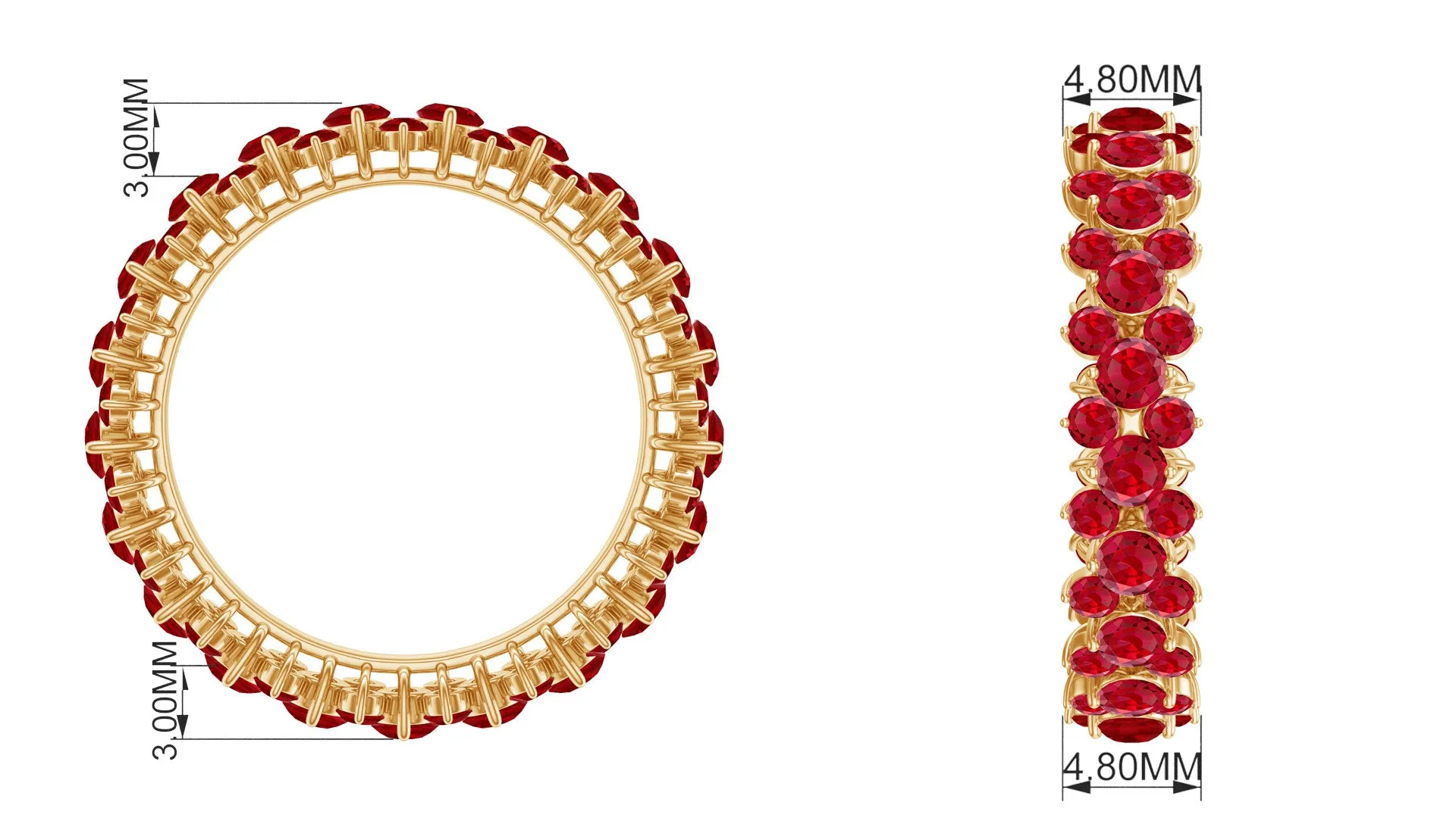 4.25 CT Prong Set Lab Created Ruby Full Eternity Band Ring