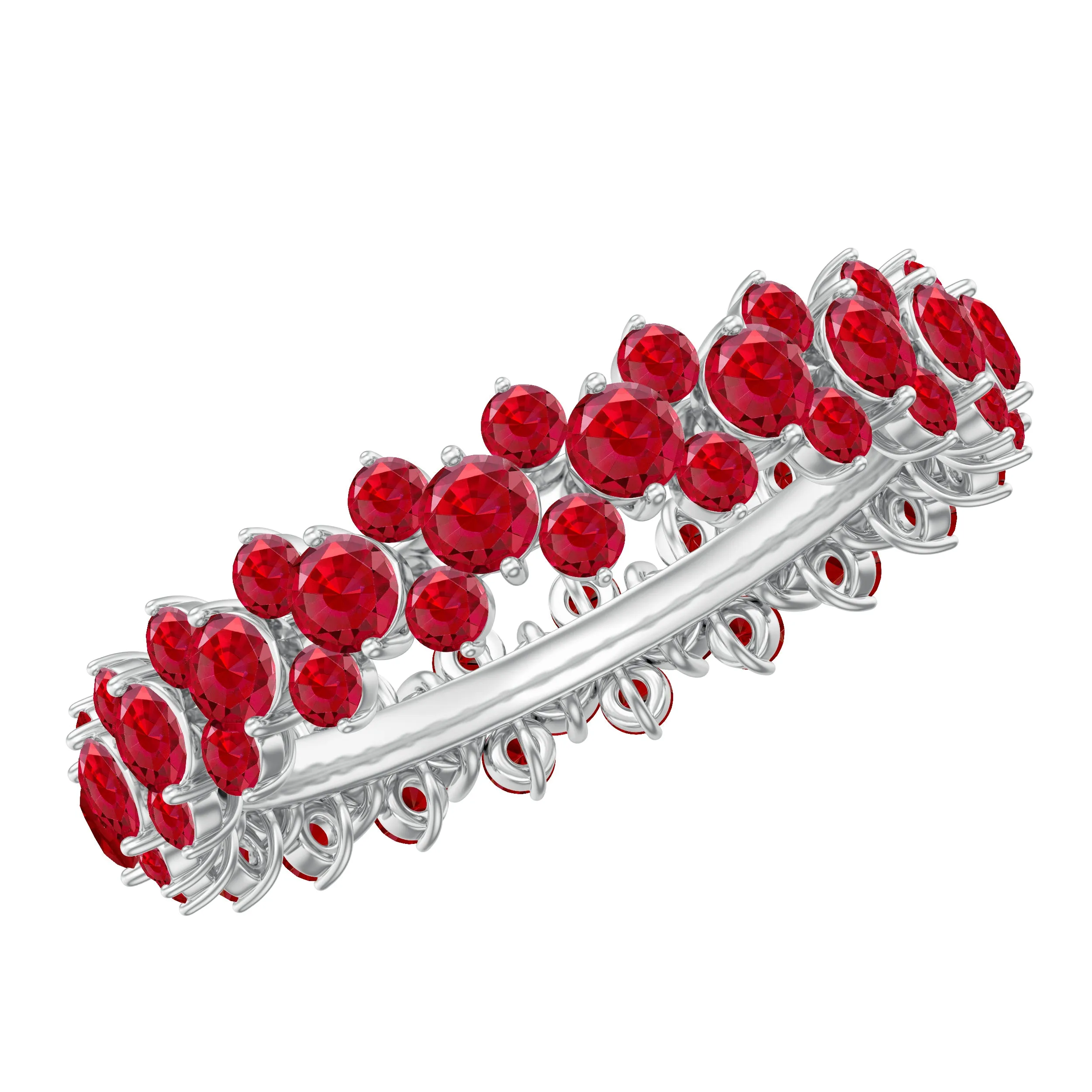 4.25 CT Prong Set Lab Created Ruby Full Eternity Band Ring