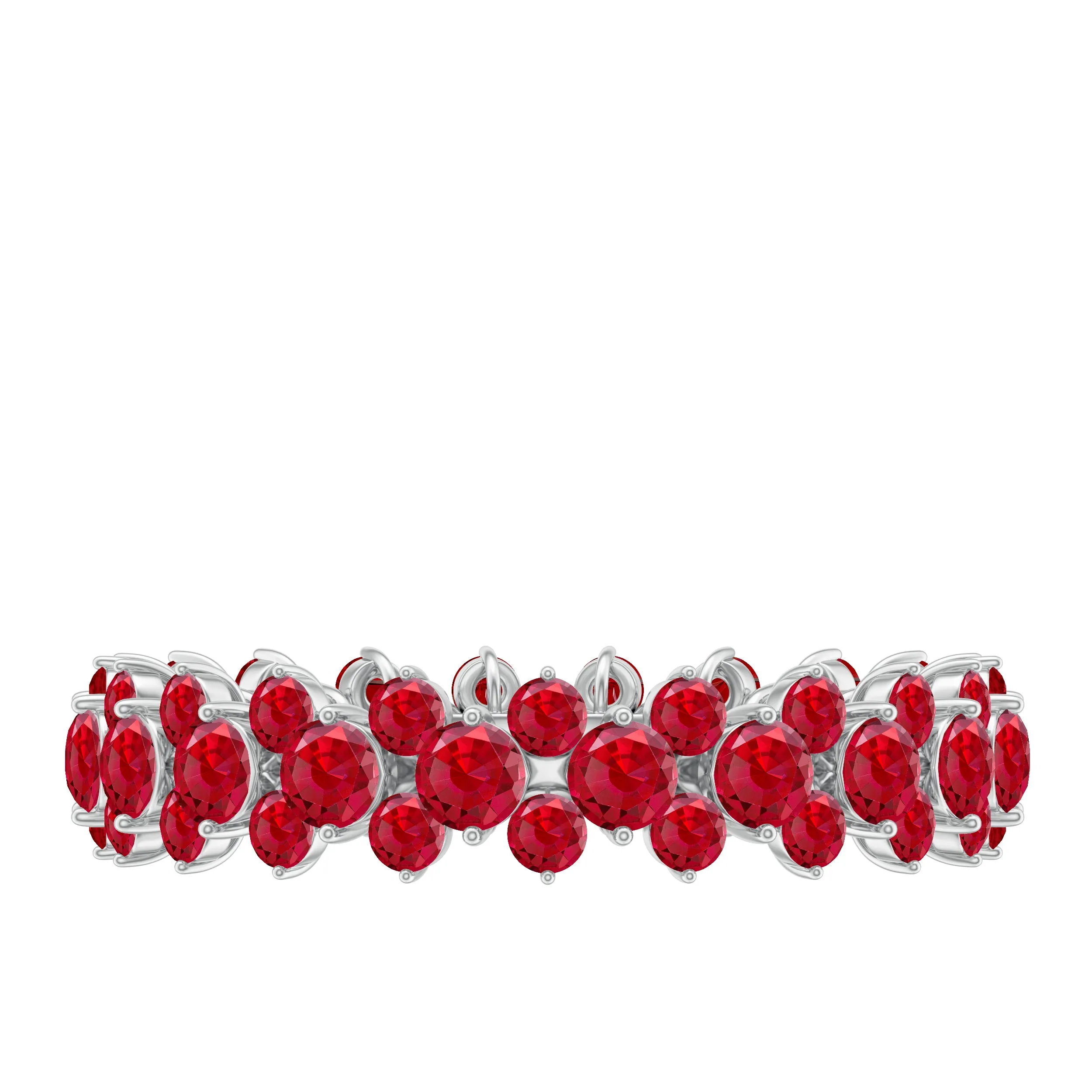 4.25 CT Prong Set Lab Created Ruby Full Eternity Band Ring