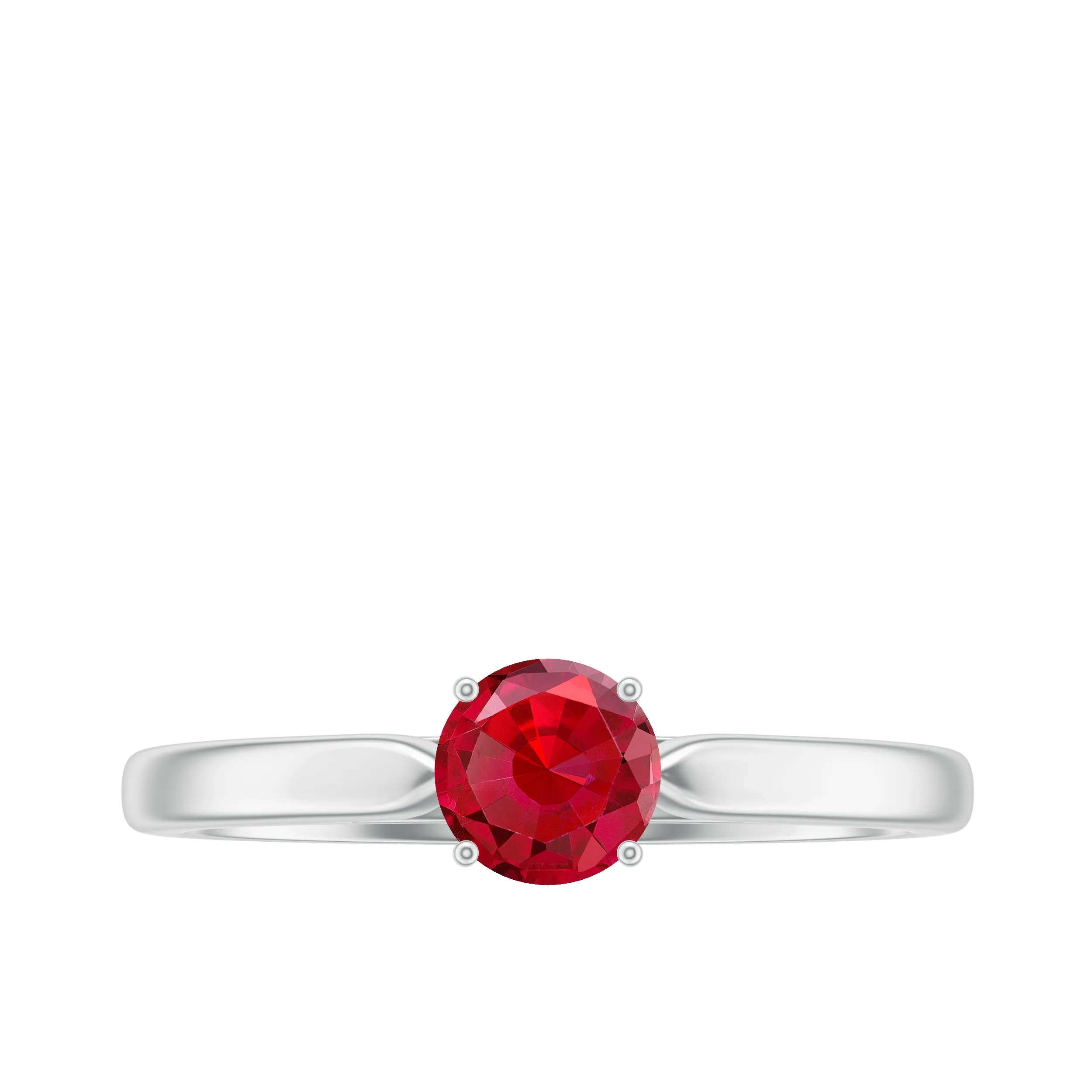 5 MM Round Created Ruby Solitaire Promise Ring