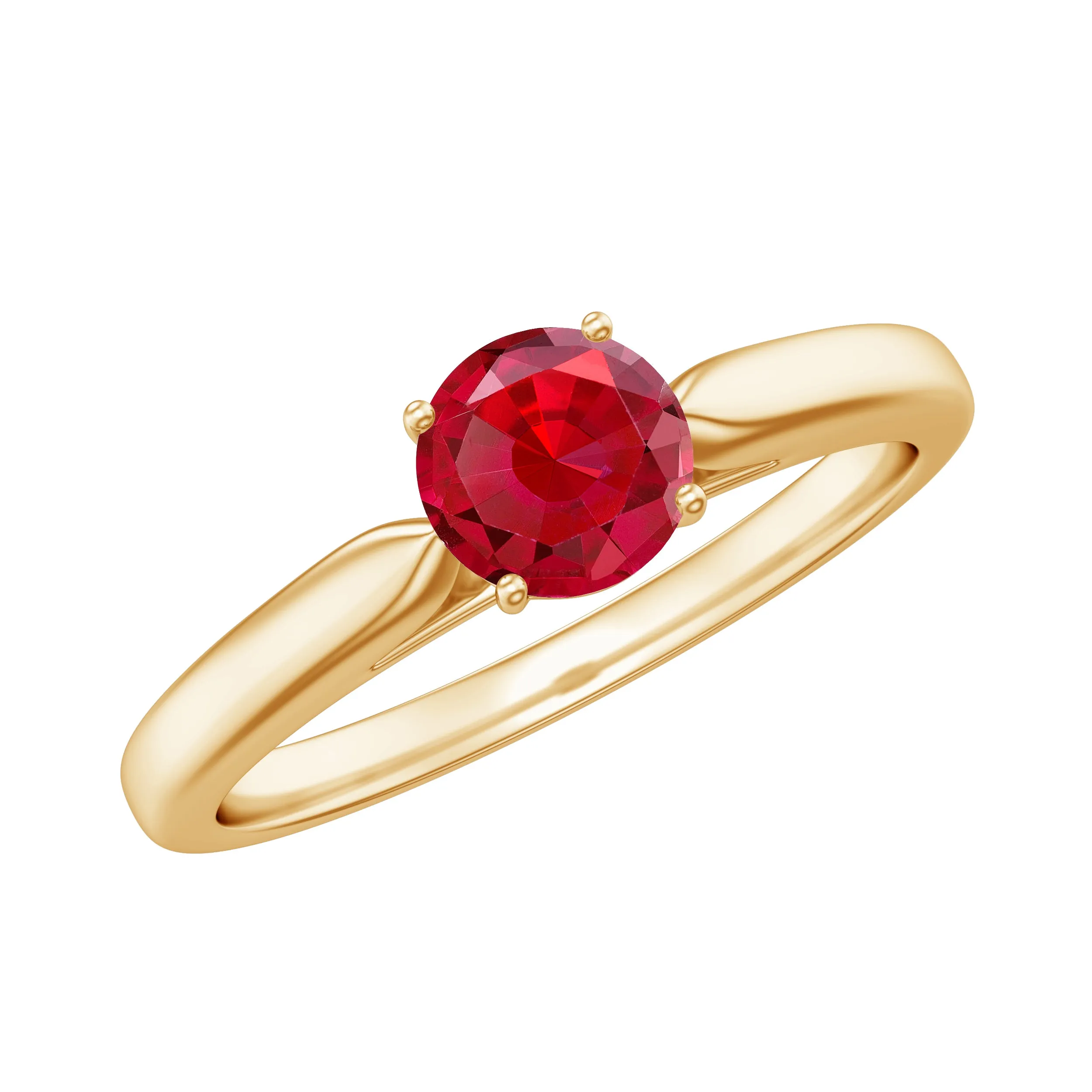 5 MM Round Created Ruby Solitaire Promise Ring