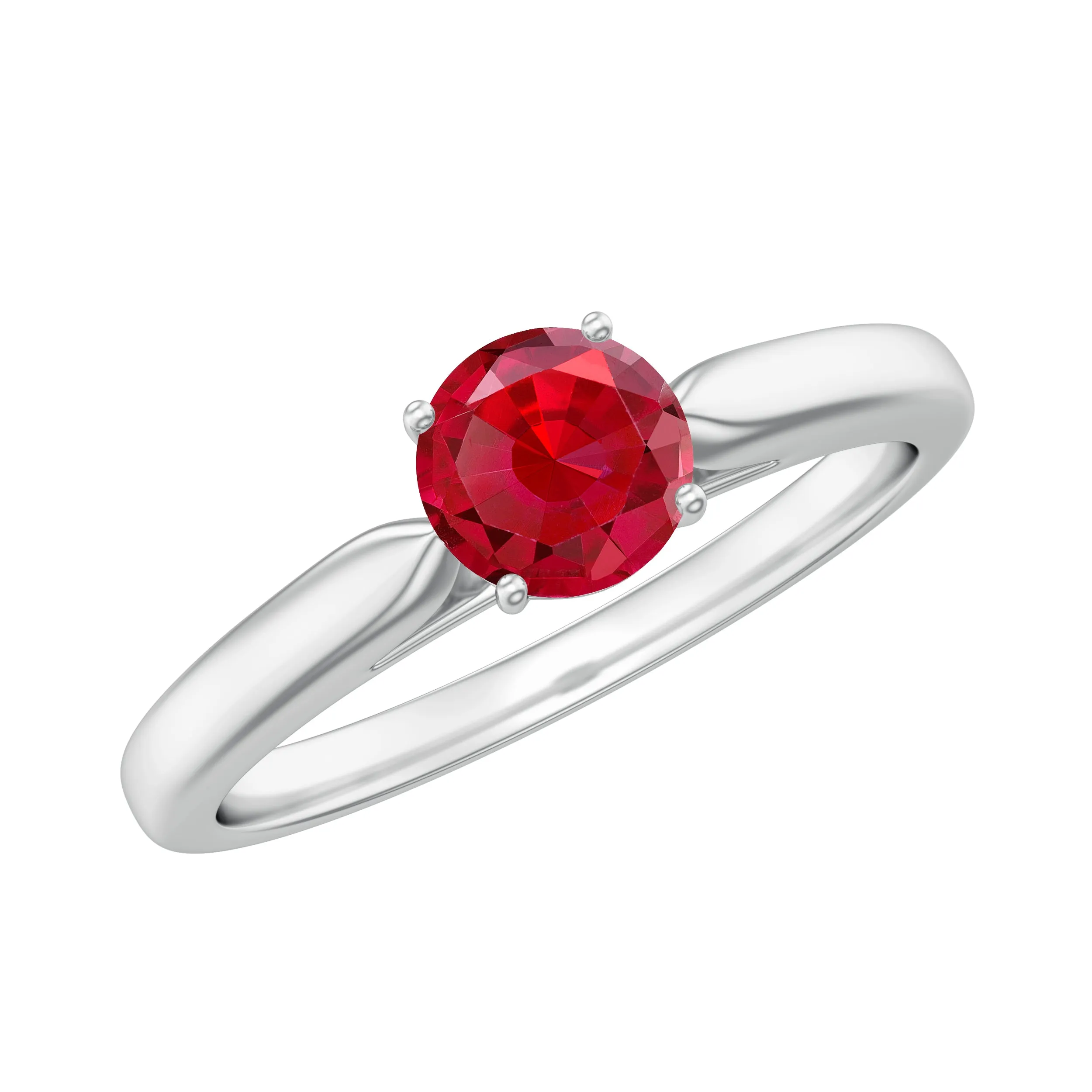 5 MM Round Created Ruby Solitaire Promise Ring