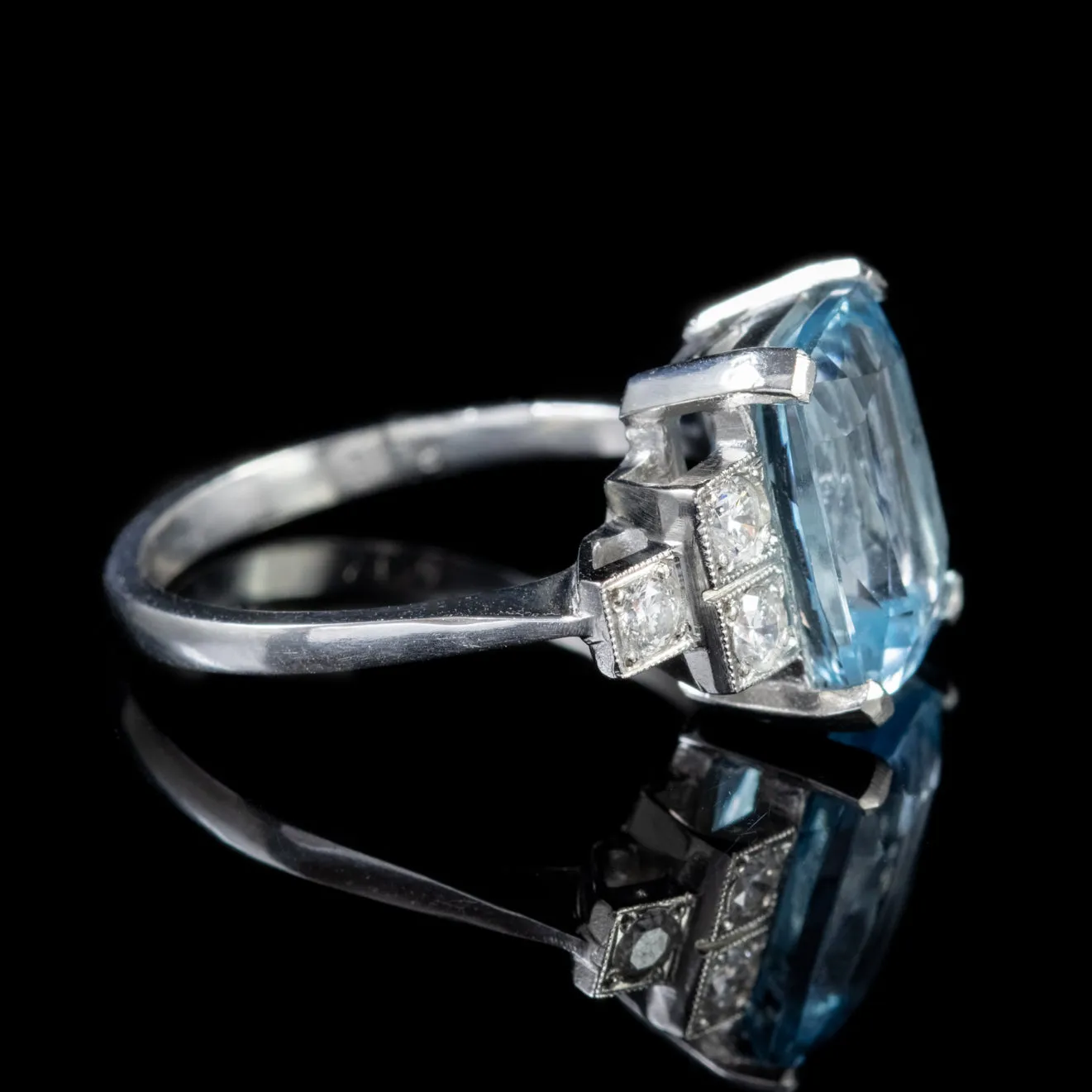 5Ct Aquamarine 0.60Ct Diamond Platinum Ring