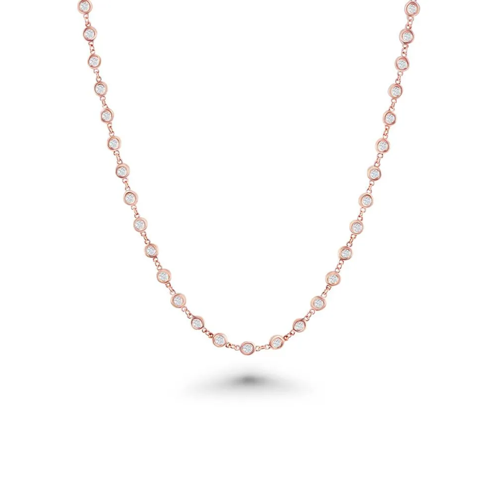 66 Stone Diamond By The Yard Necklace, Bezel Set Diamond Station Necklace (2.25 ct.) in 14K Gold