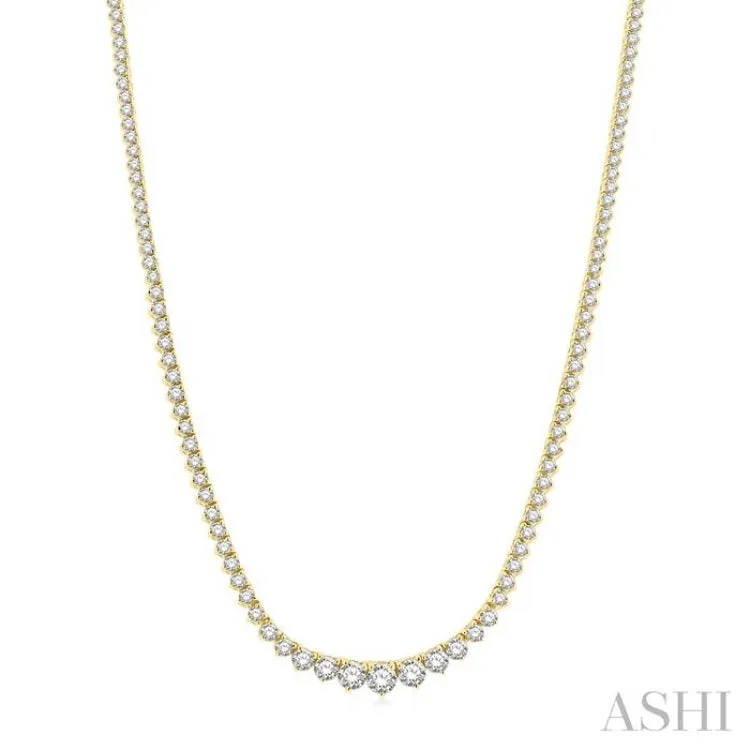 7 ctw Riviera Round Cut Diamond Necklace in 14K Yellow Gold