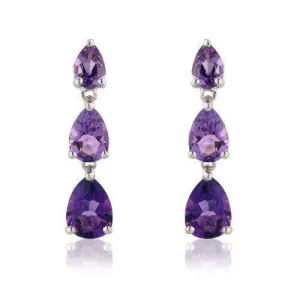 9ct White Gold Amethyst Drop Earrings MM8A62WAM