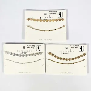 9"/9.5" Coin Brass Chain 2 Layered Anklet (3 units)