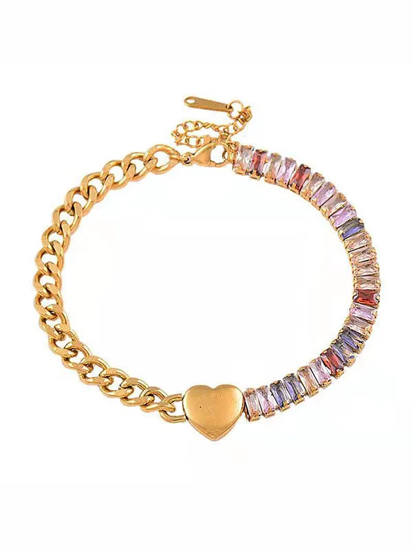 Adjustable Heart Shape Rhine Stones Bracelet Accessories