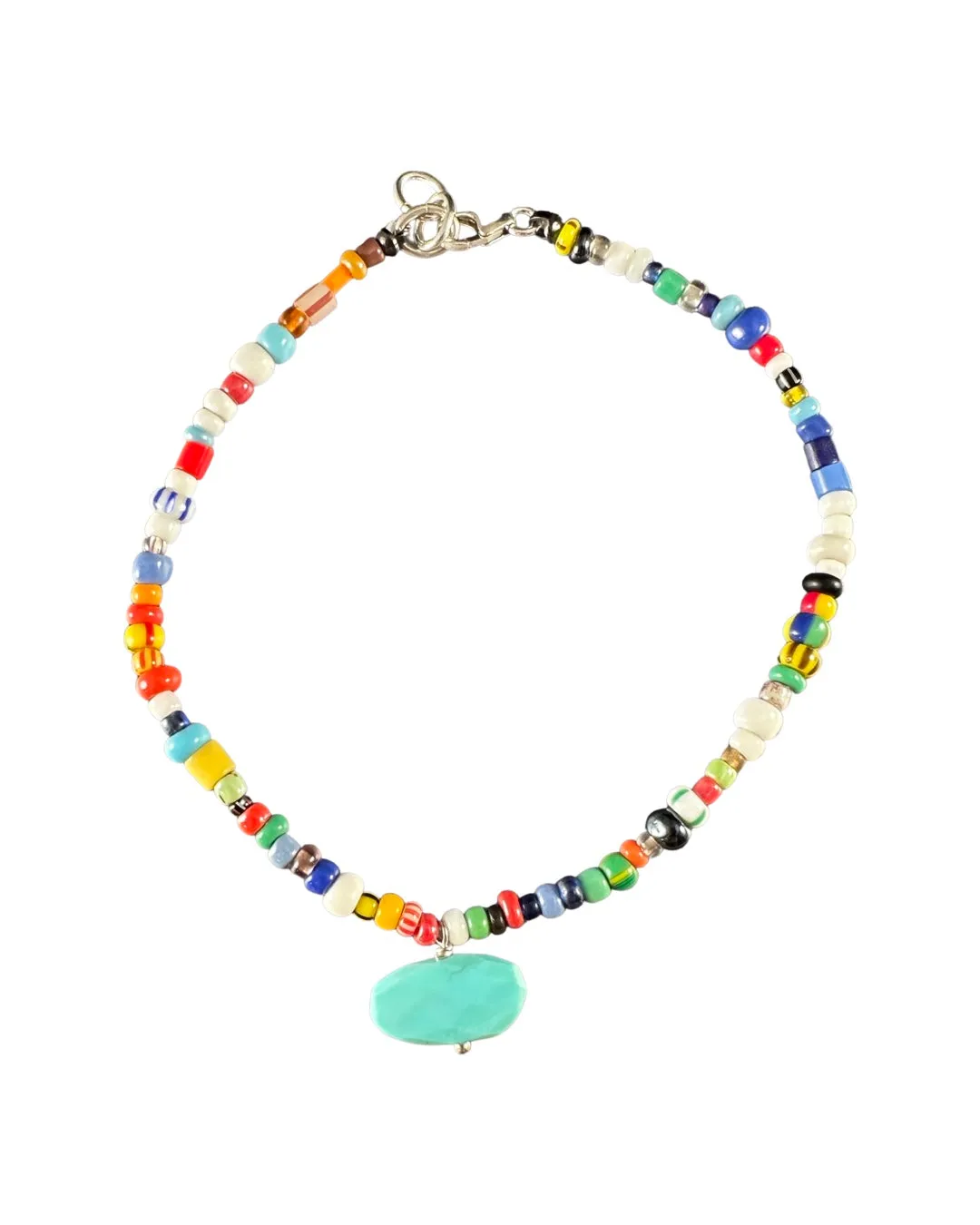 African Glass Bead Christmas Bead Anklet, Bracelet, Necklace