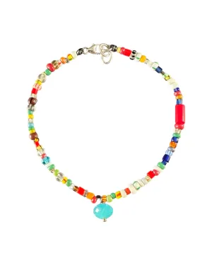 African Glass Bead Christmas Bead Anklet, Bracelet, Necklace