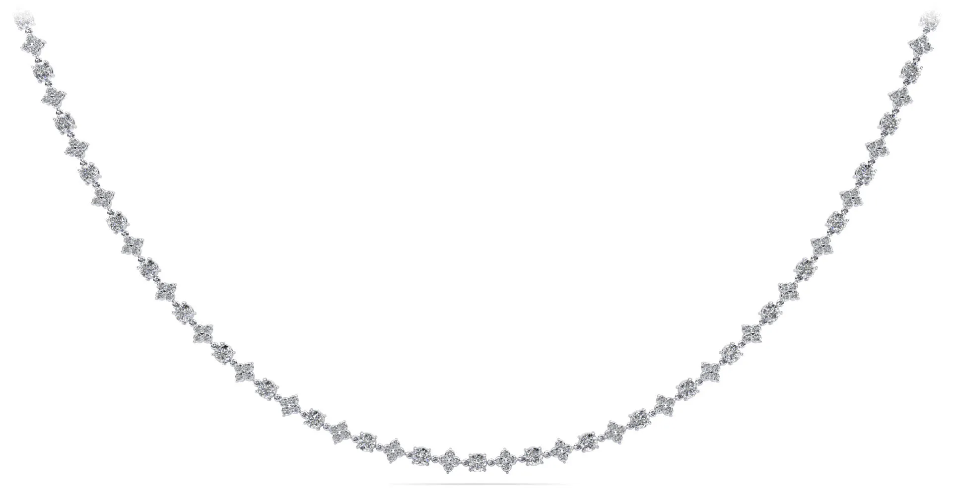 Alternating Clusters Diamond Necklace with 17.89 ct.(finished) 2.3mm, 5mm