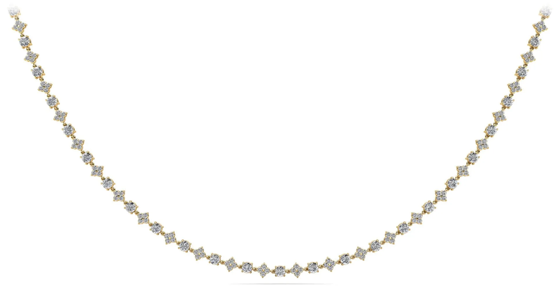 Alternating Clusters Diamond Necklace with 17.89 ct.(finished) 2.3mm, 5mm