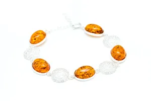 Alternating Filigree Statement Amber Bracelet - Stunning Baltic Amber Jewelry