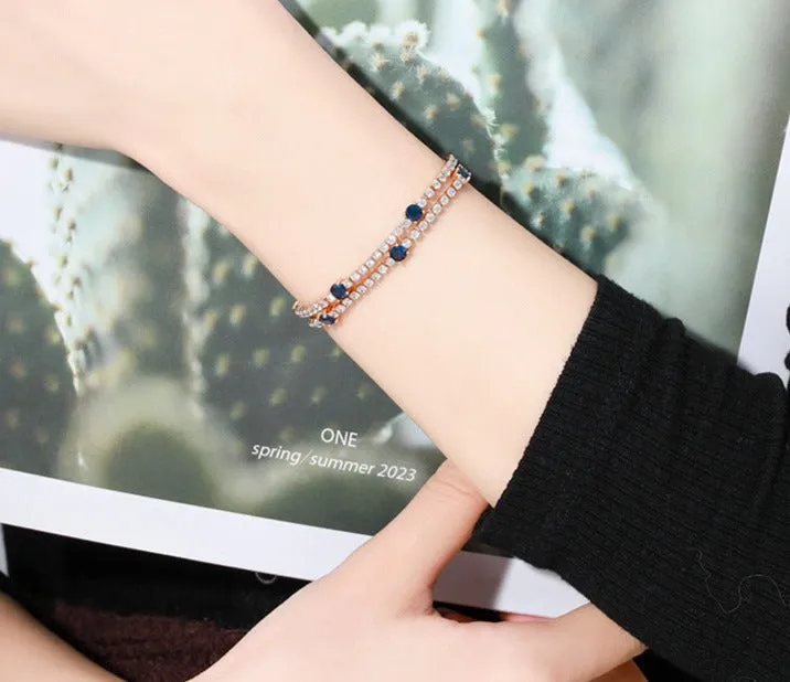 American double-layer light luxury stitching bracelet, retro temperament, simple niche design, high-end round hand jewelry for women