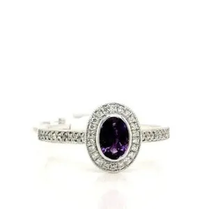 Amethyst & Diamond Oval Ring