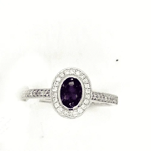 Amethyst & Diamond Oval Ring