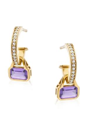 Amethyst charms on White Topaz hoop earrings